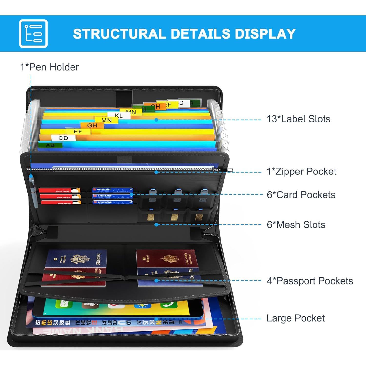 Organizador de Archivos Acordeón Ignífugo Hontom 13 Bolsillos