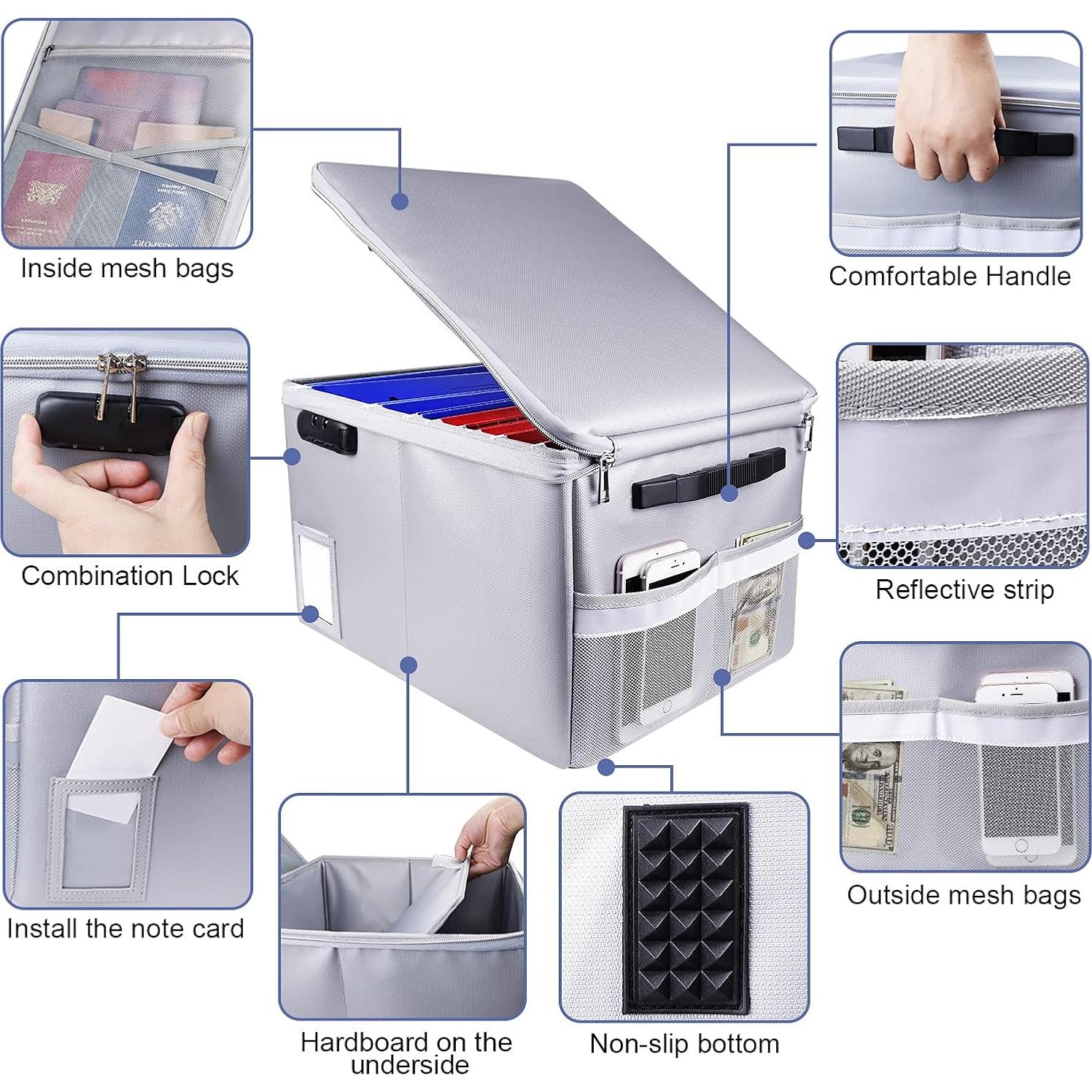Caja de Documentos a Prueba de Fuego Aobteeny 40.9x32.8x27.9cm