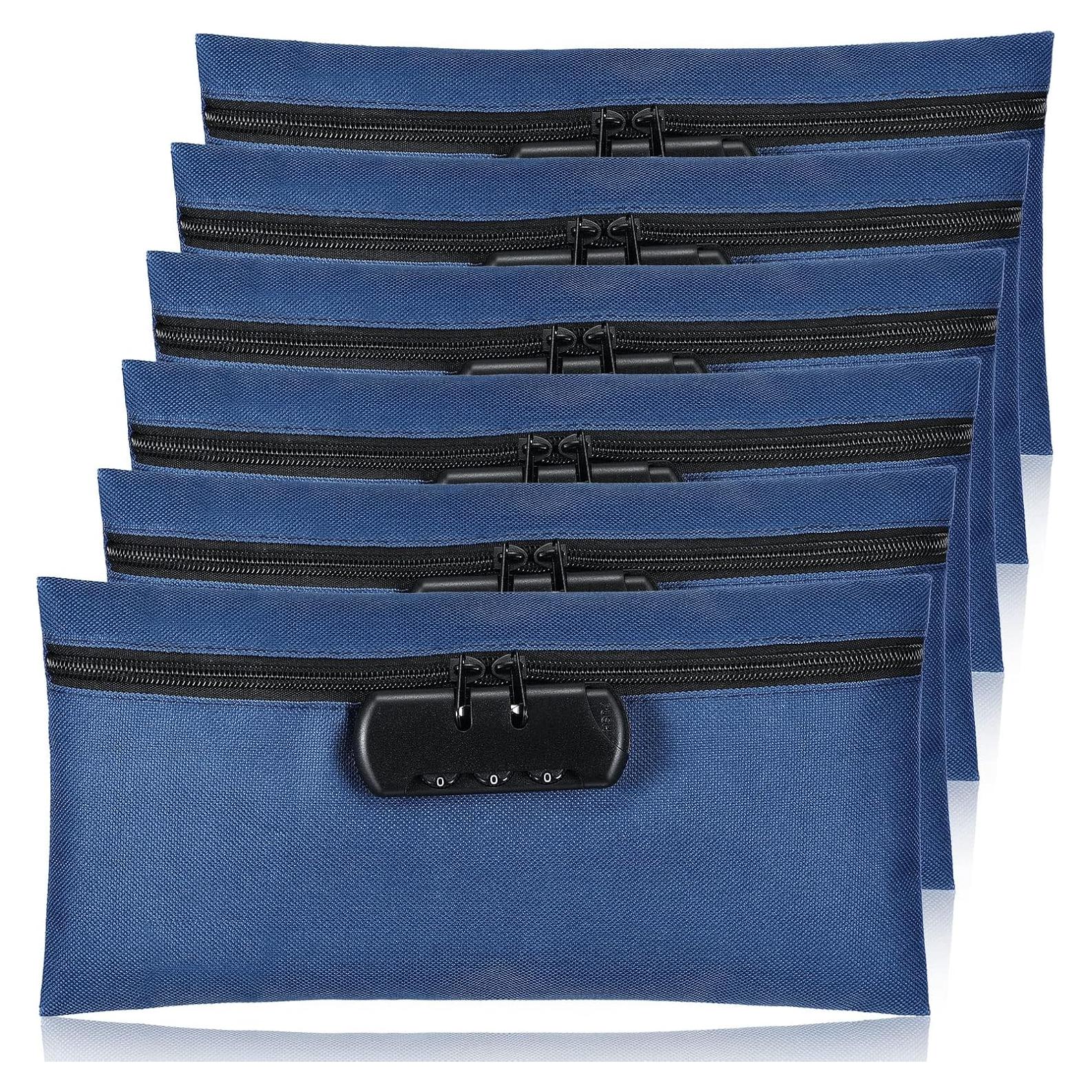 Bolsa de Dinero con Cerradura LEIFIDE 6 Pcs 28x14 cm Azul Marino