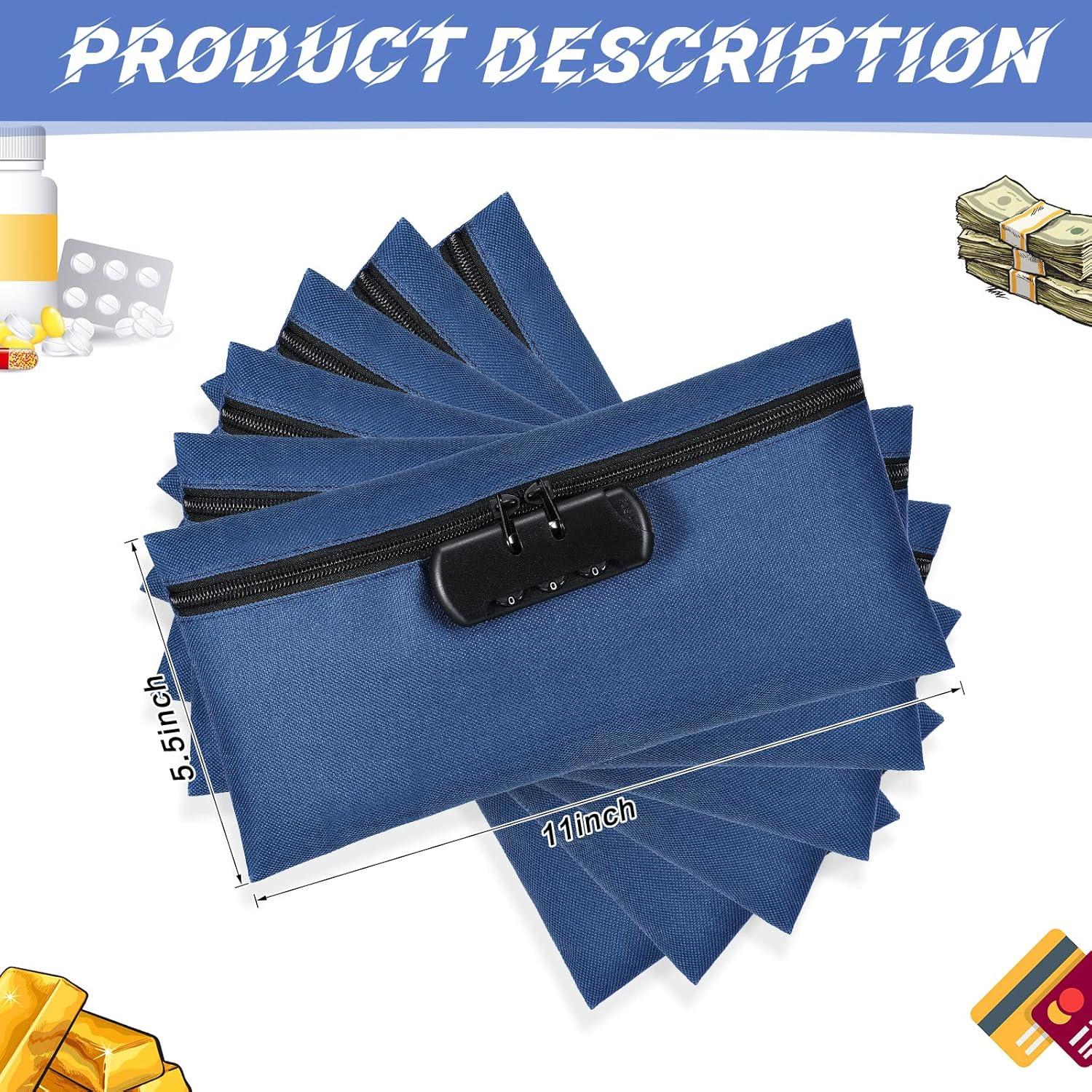 Bolsa de Dinero con Cerradura LEIFIDE 6 Pcs 28x14 cm Azul Marino