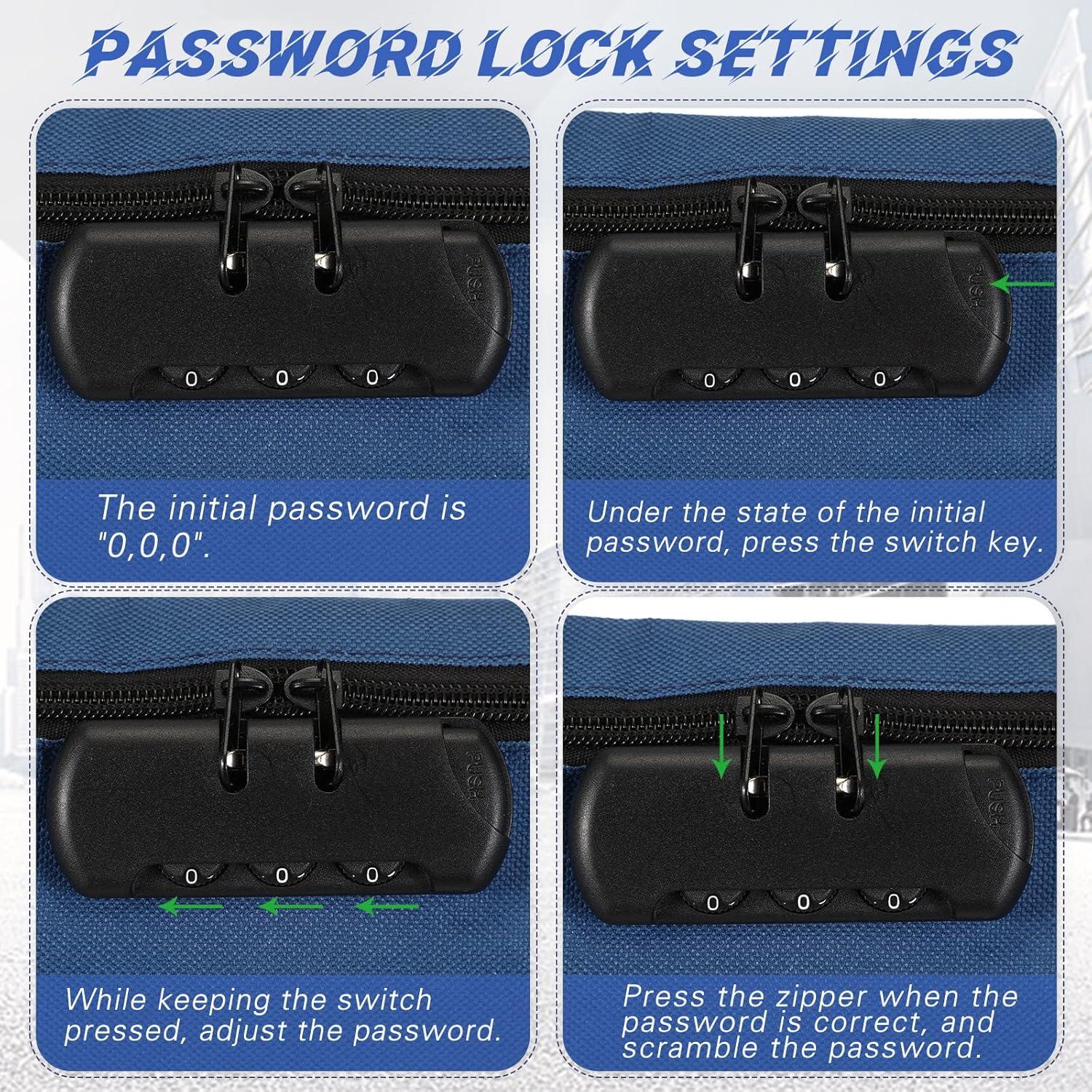 Bolsa de Dinero con Cerradura LEIFIDE 6 Pcs 28x14 cm Azul Marino