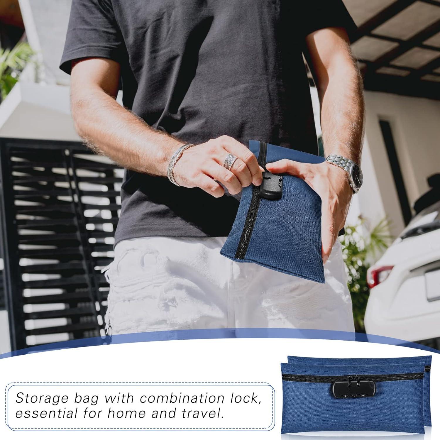 Bolsa de Dinero con Cerradura LEIFIDE 6 Pcs 28x14 cm Azul Marino