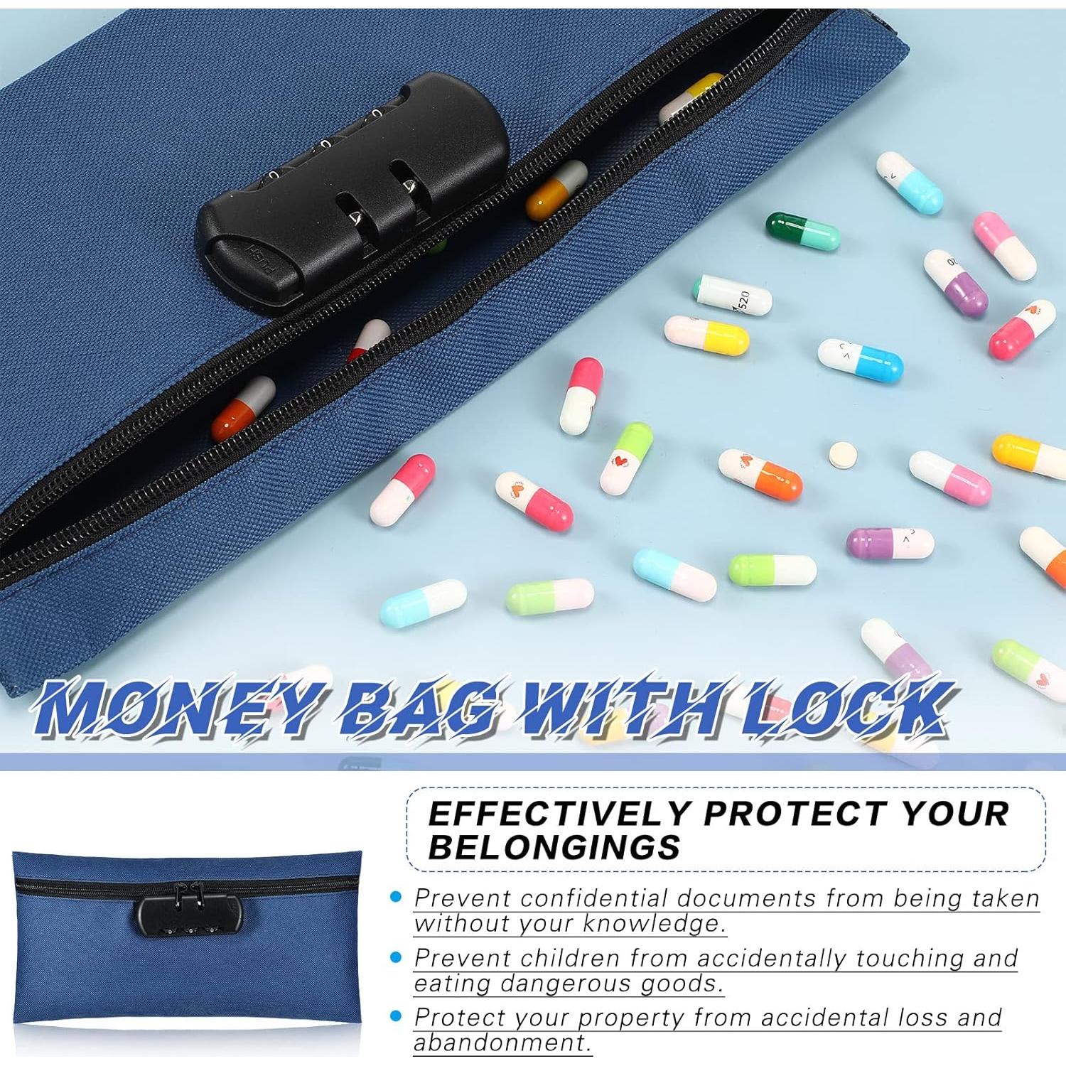 Bolsa de Dinero con Cerradura LEIFIDE 6 Pcs 28x14 cm Azul Marino