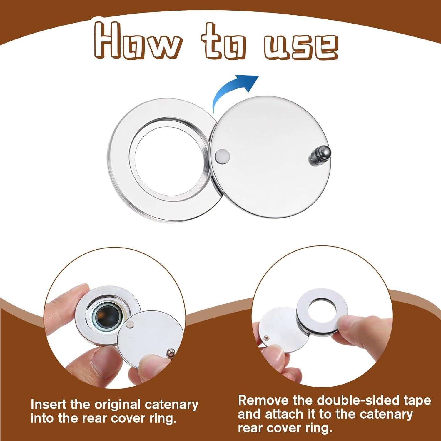 Cubierta de Mirilla de Acero Inoxidable Psyqtsuary 3cm Plata