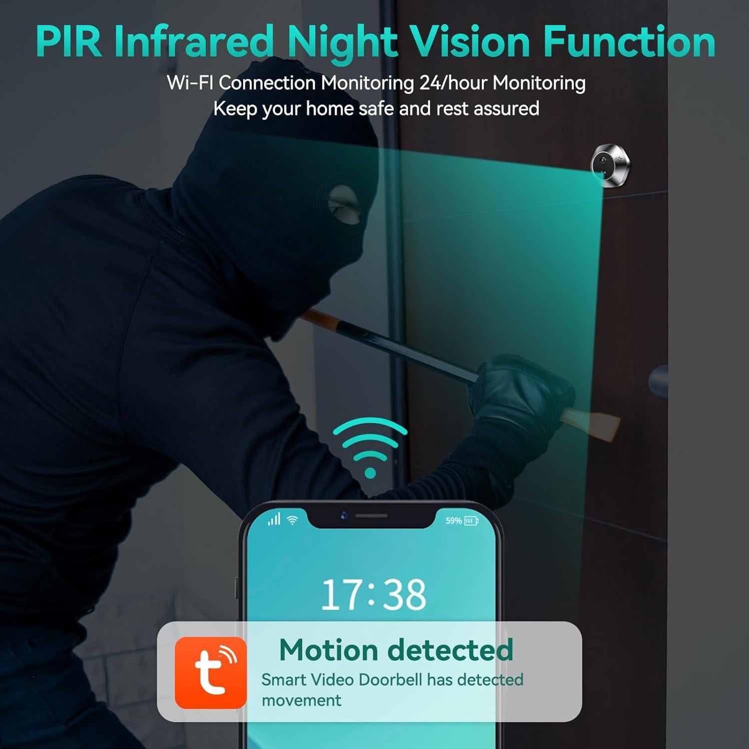 Cámara Timbre Video Inalámbrica HAPYTHDA 1080P HD WiFi