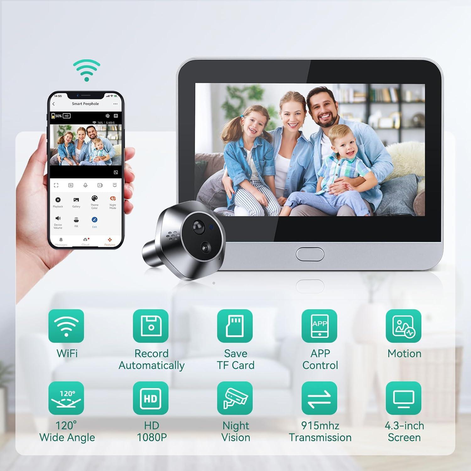 Cámara Timbre Video Inalámbrica HAPYTHDA 1080P HD WiFi