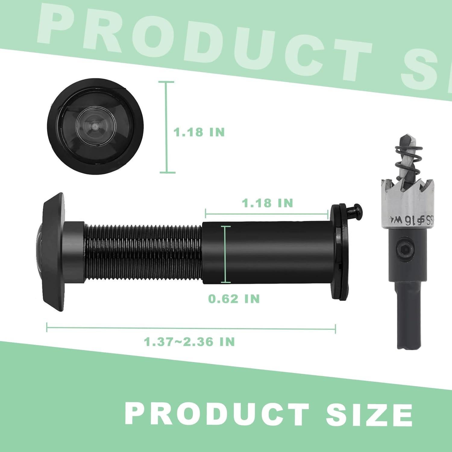 Mirilla de Puerta MUNEK 220 Grados con Broca 16mm Negra