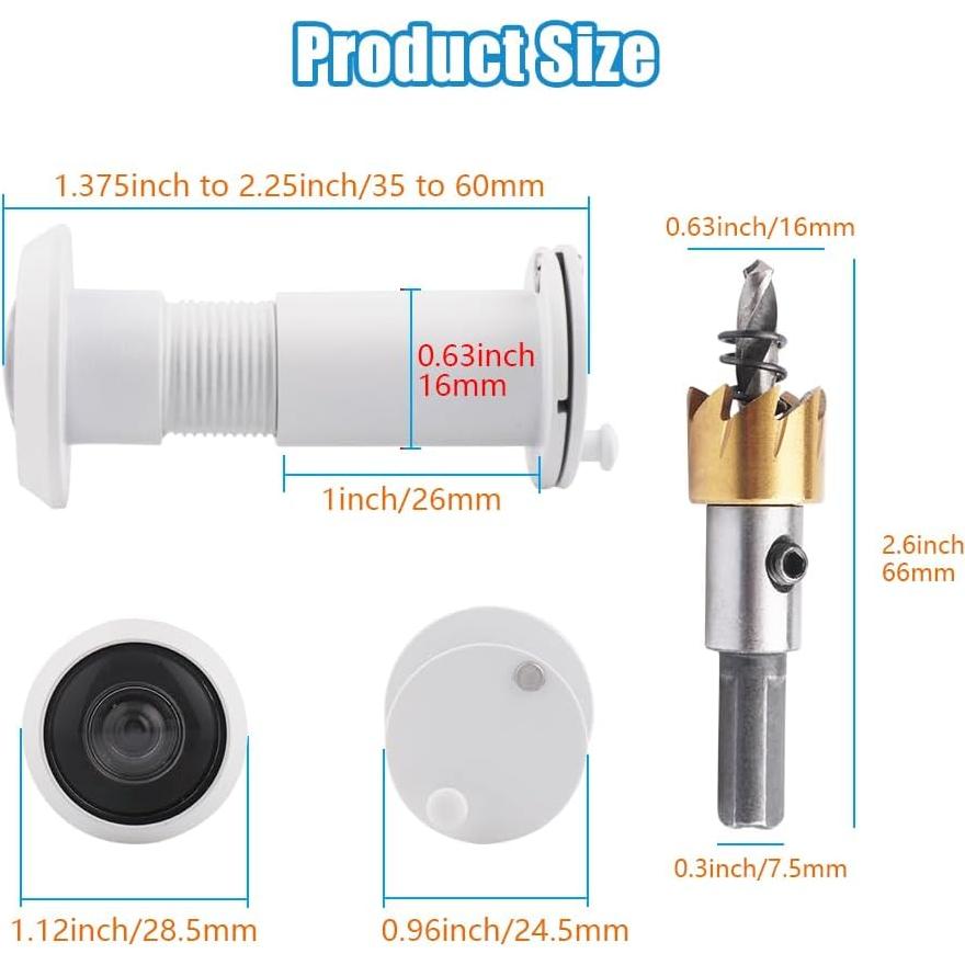 Mirilla de Puerta Tahikem 200 Grados Blanco Mate 35-60mm