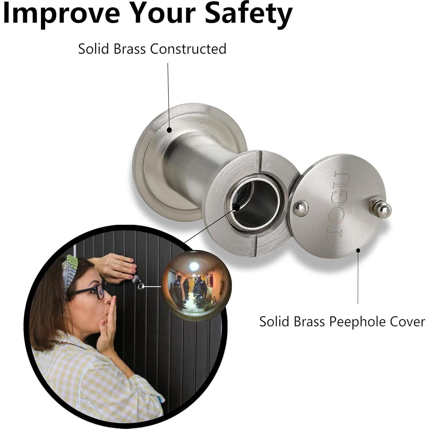 Mirillas para puerta TOGU 2 PCS con broca 16 mm Níquel Cepillado