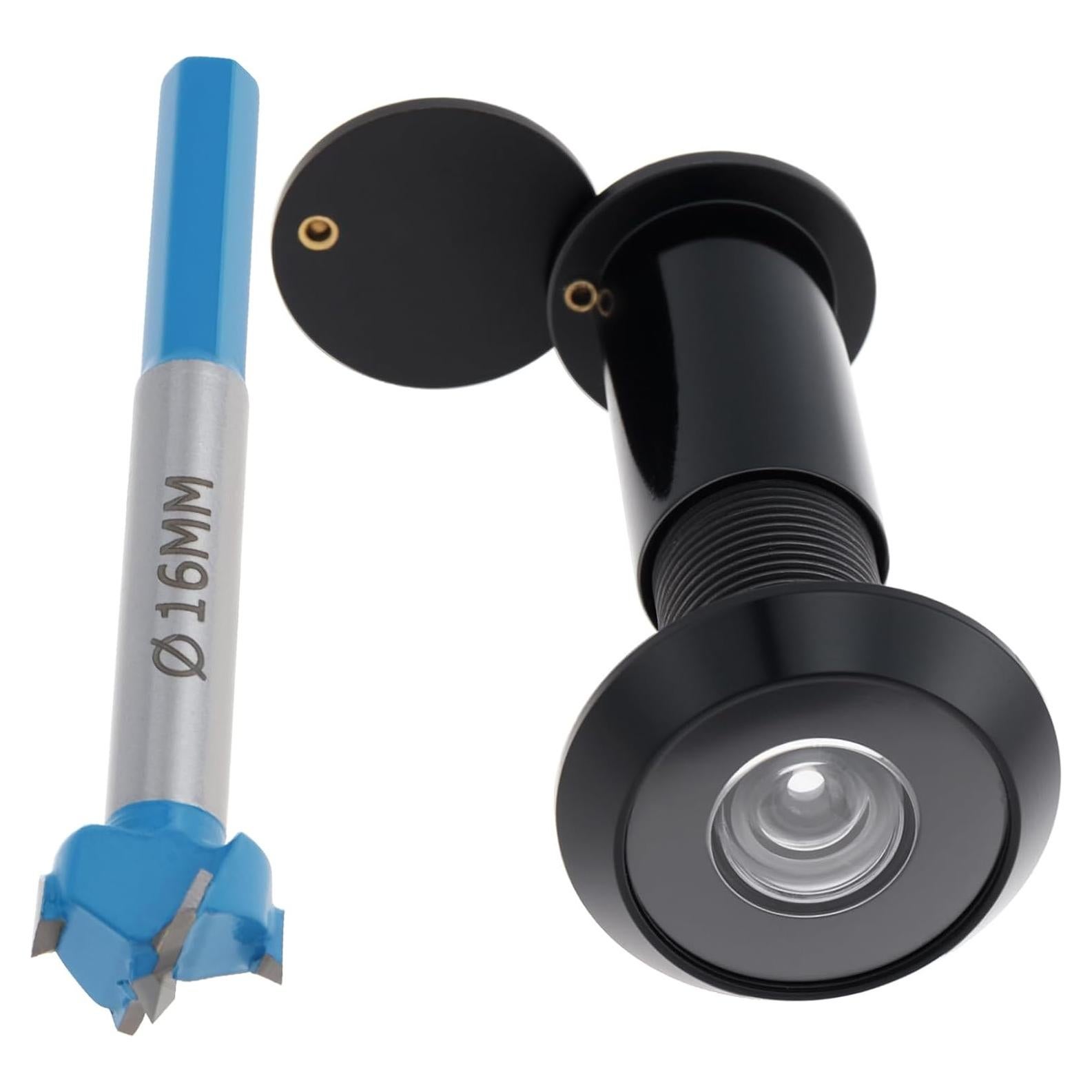 Mirador de Puerta HOJLKLD 200 Grados Latón Sólido Negro Mate