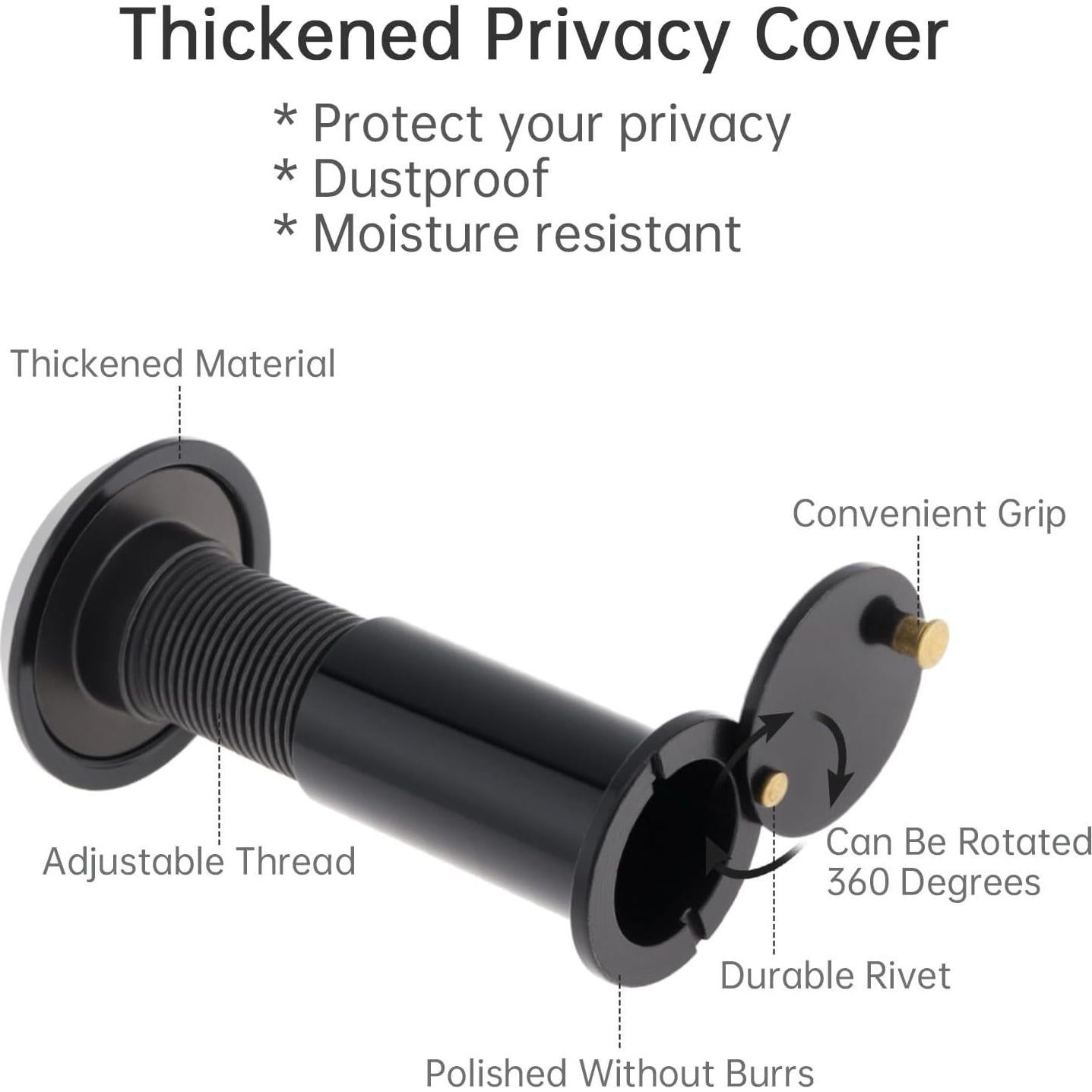 Mirador de Puerta HOJLKLD 200 Grados Latón Sólido Negro Mate