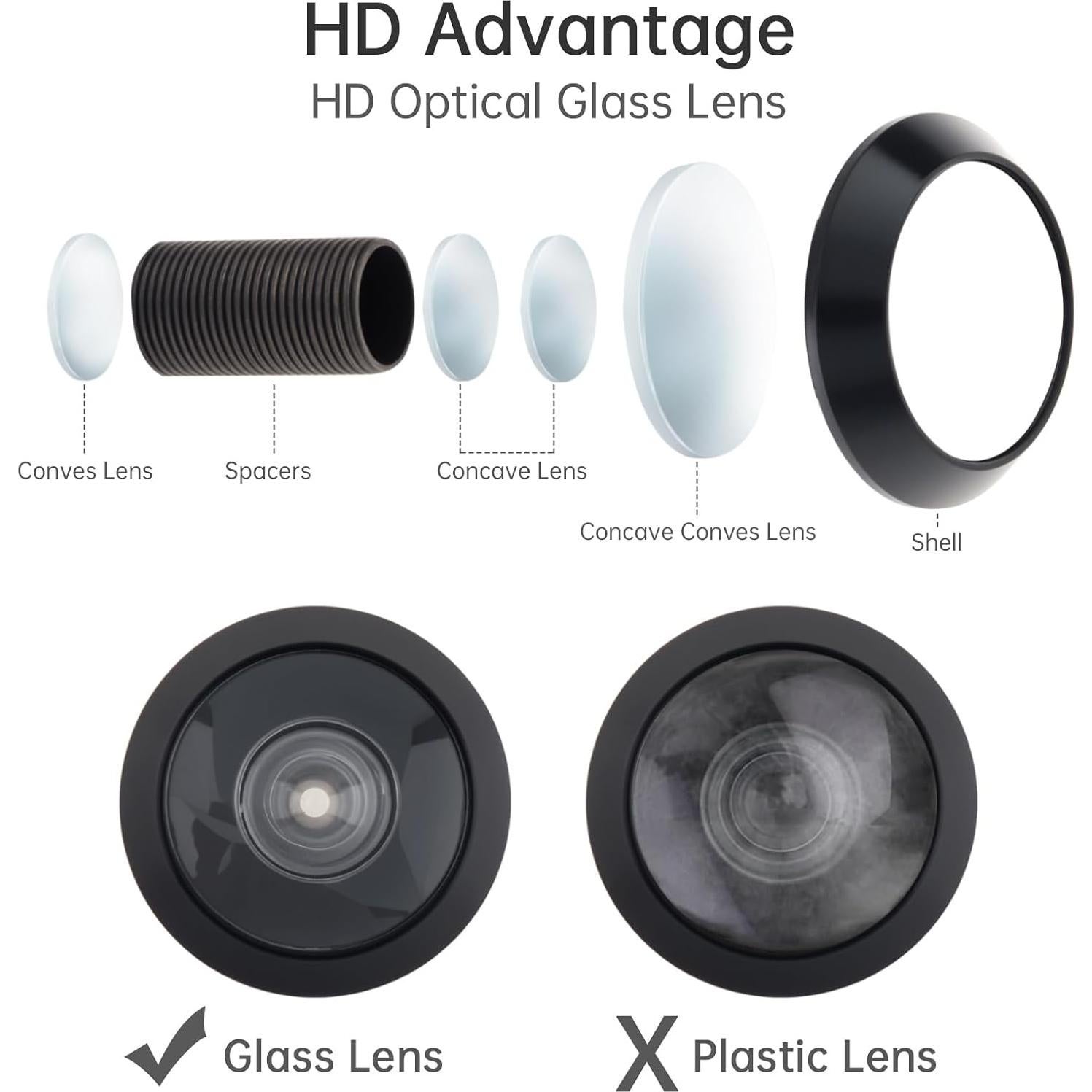 Mirador de Puerta HOJLKLD 200 Grados Latón Sólido Negro Mate