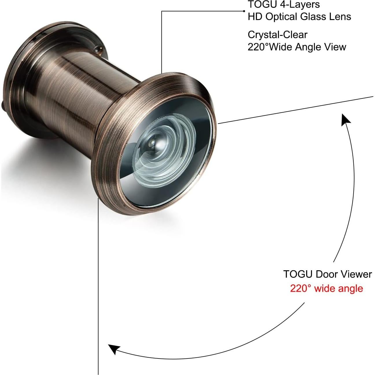 Mirador de Puerta TOGU TG3522YG Cobre Antiguo 220 Grados