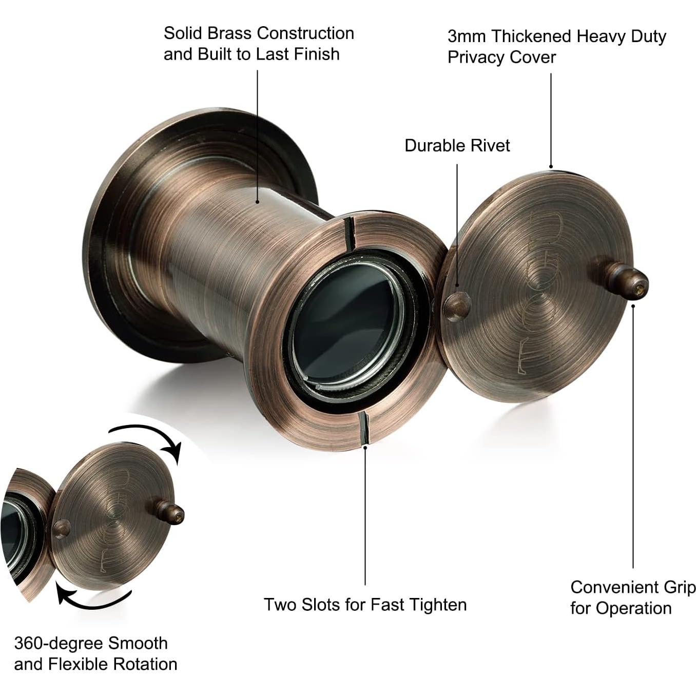 Mirador de Puerta TOGU TG3522YG Cobre Antiguo 220 Grados