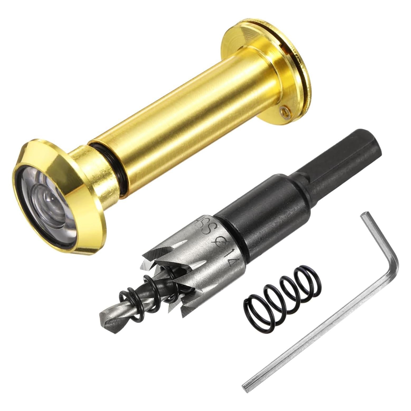 Mirilla de Puerta PATIKIL Dorada 180 Grados con Broca 14mm