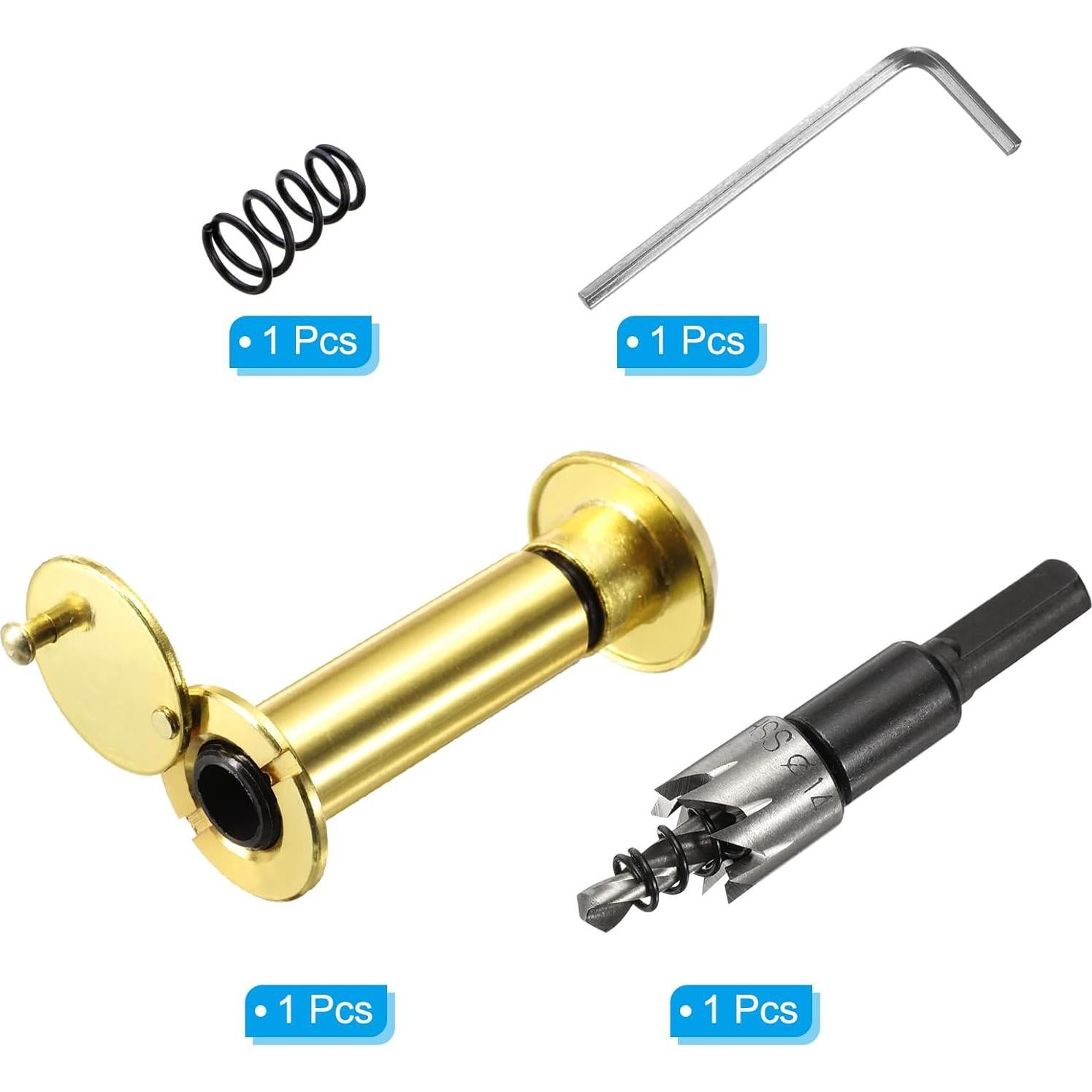 Mirilla de Puerta PATIKIL Dorada 180 Grados con Broca 14mm