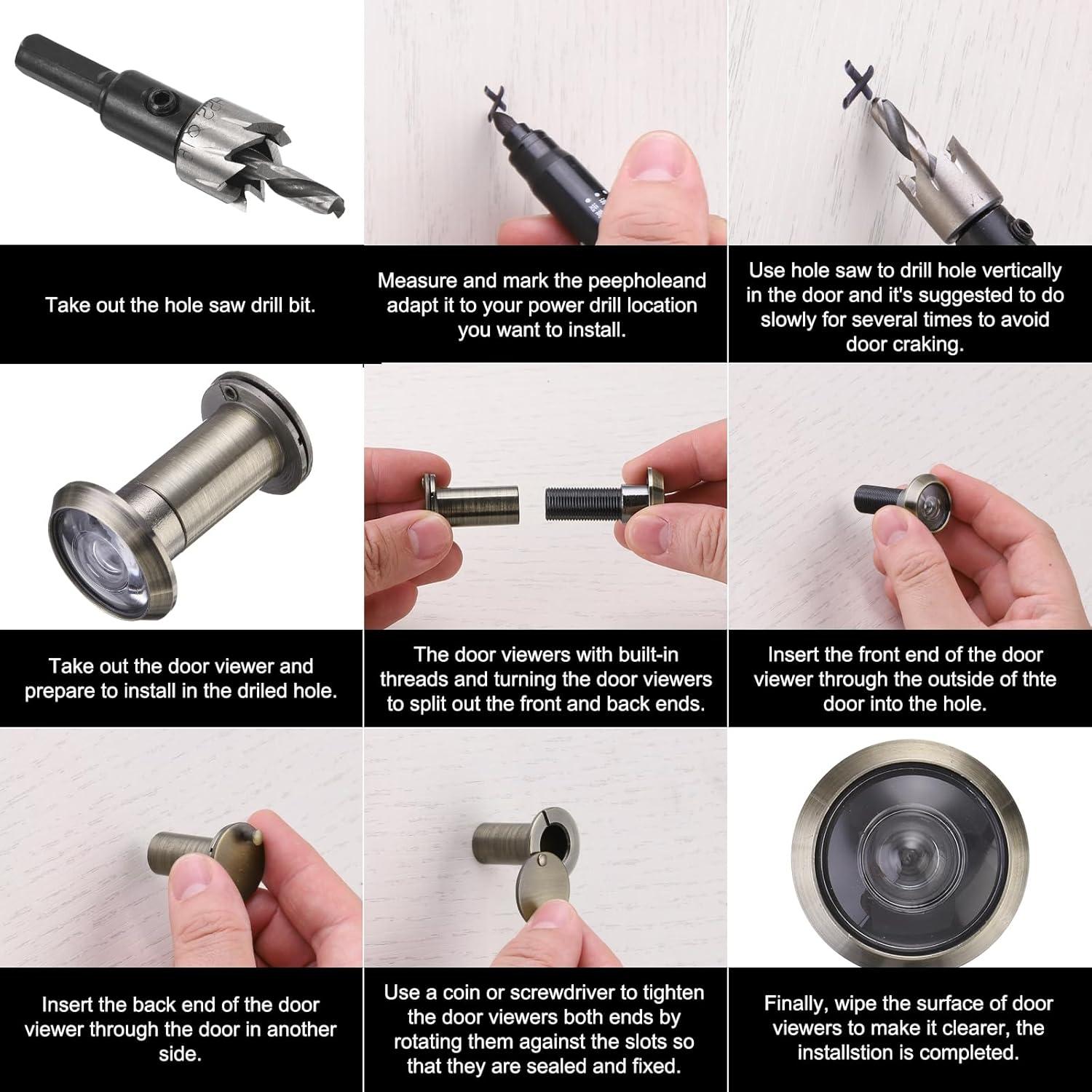 Mirilla de Puerta PATIKIL 180 Grados Aleación de Zinc Negra