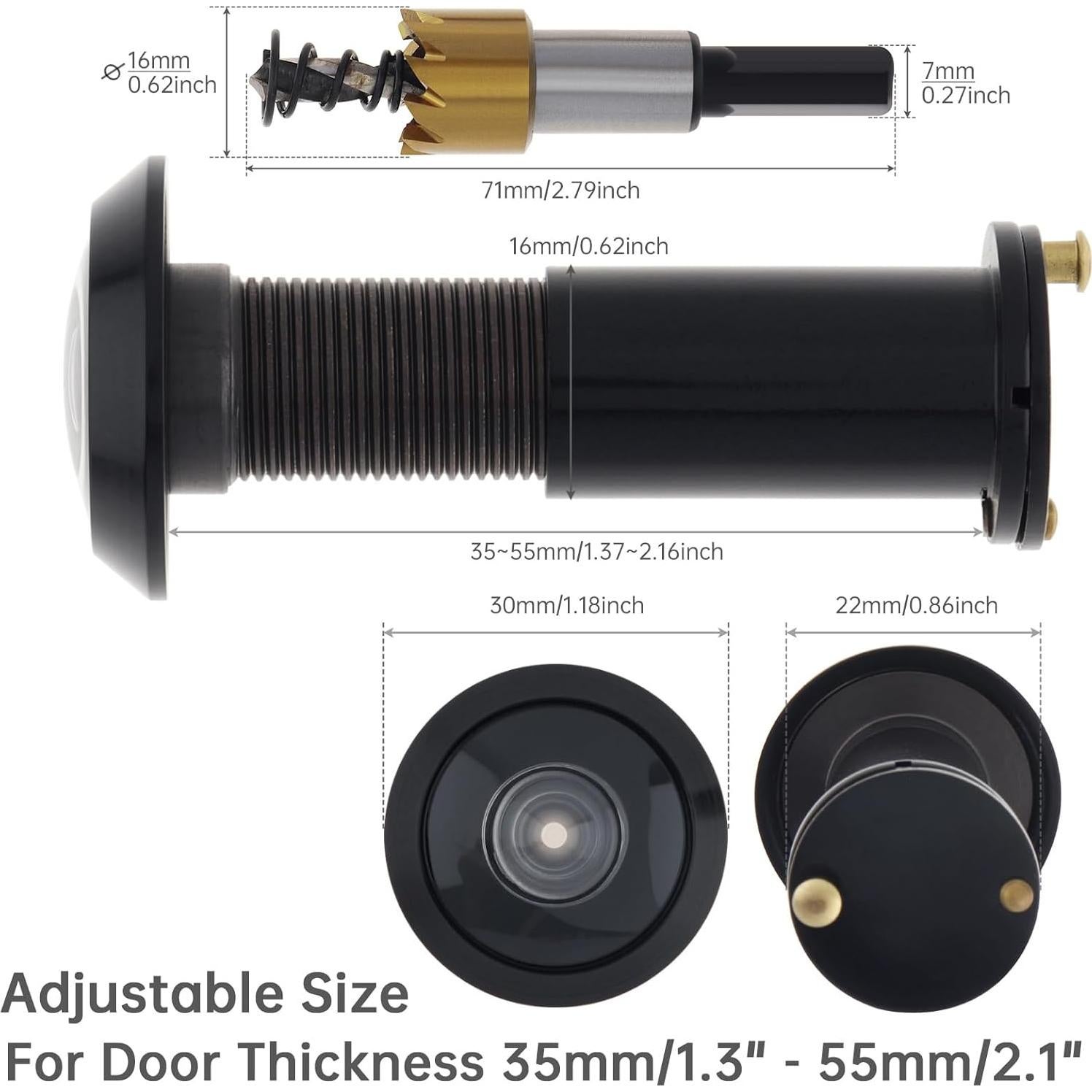Mirilla de puerta HOJLKLD 200° con broca de titanio 16 mm