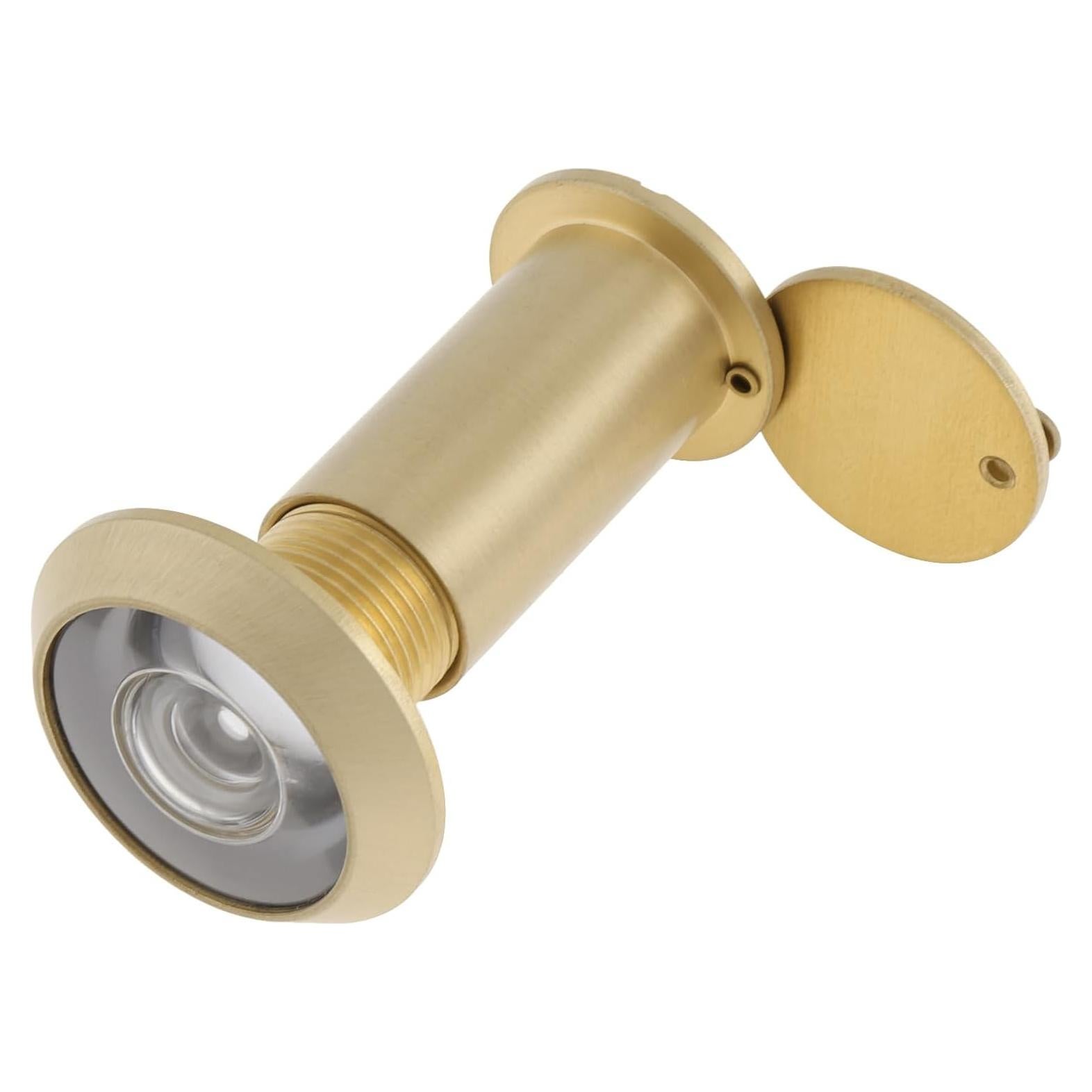 Door Viewer Peephole, Solid Brass 200 Degree Viewer, 5/8 Inch Pipe Diameter Peephole with Privacy Cover for 1-3/8" to 2-1/6" Doors (Gold)