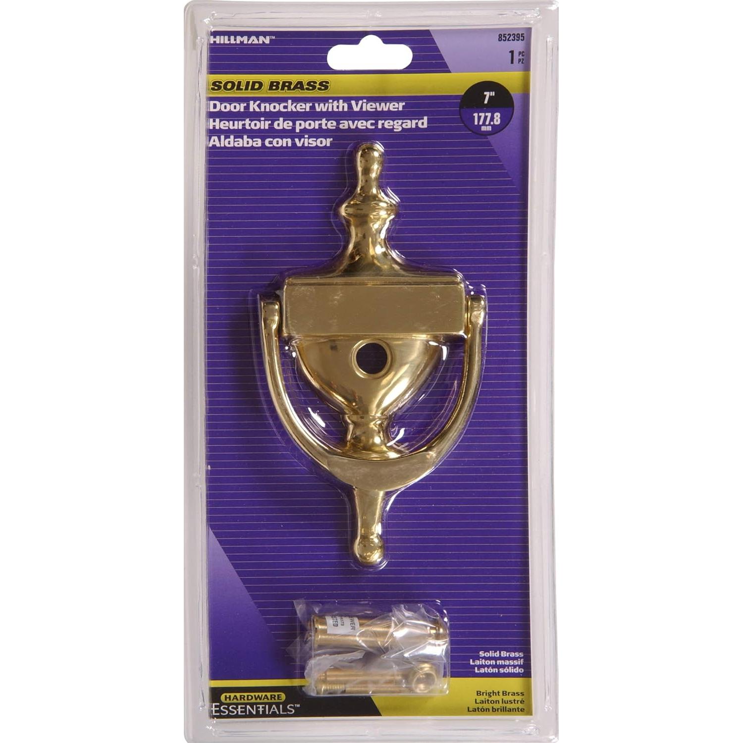 Tirador de Puerta Esenciales de Hardware 852395 Latón Brillante con Visor 17.78cm