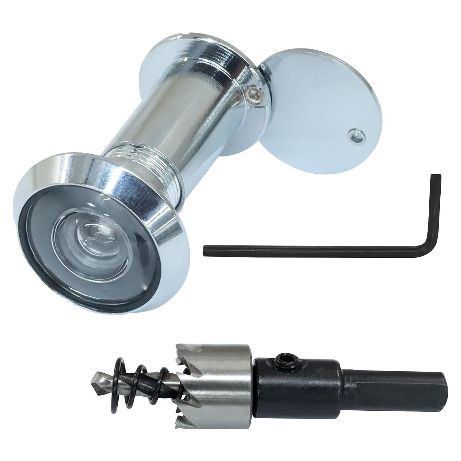 Mirilla de Puerta de Zinc 200 Grados con Broca 16 mm Plata