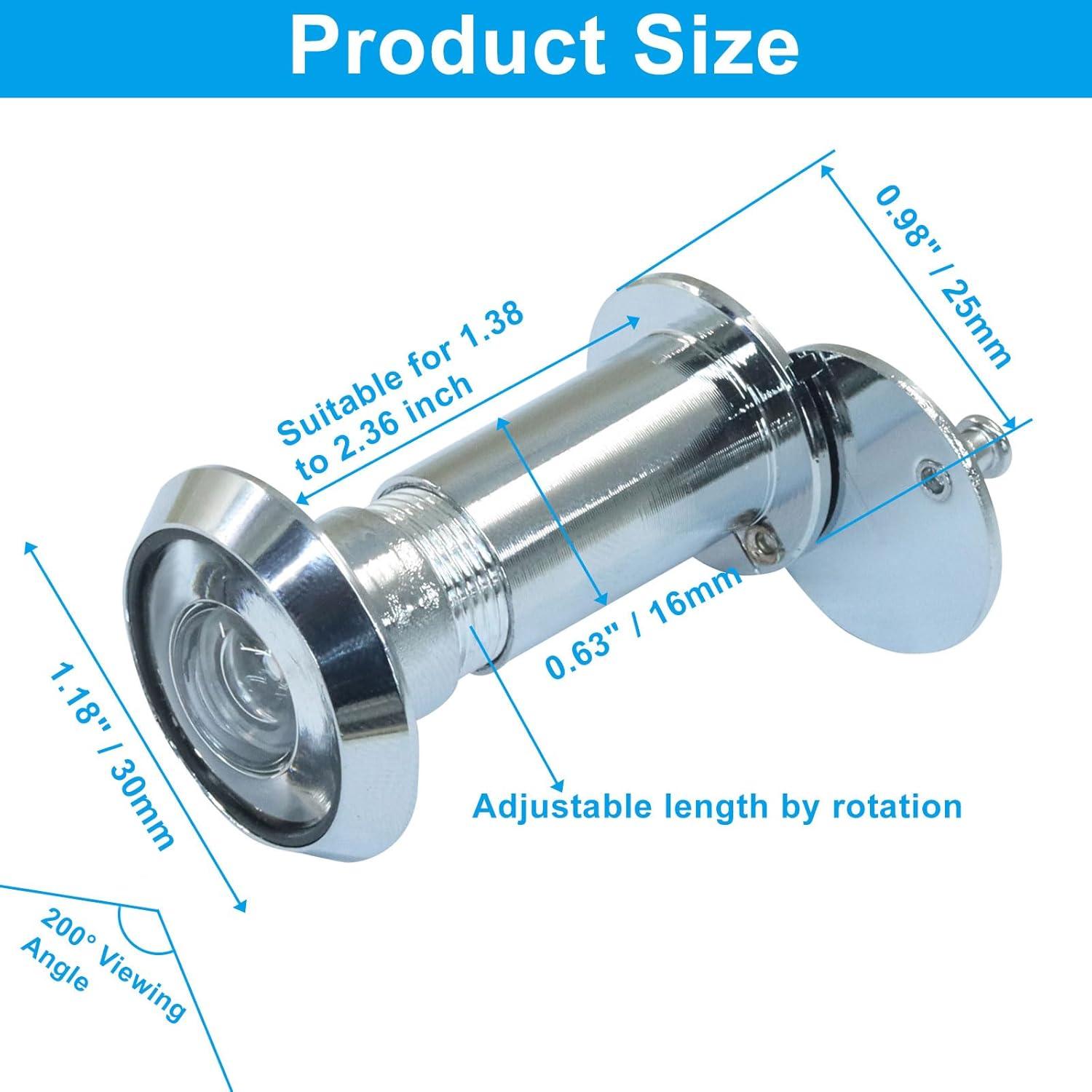 Mirilla de Puerta de Zinc 200 Grados con Broca 16 mm Plata