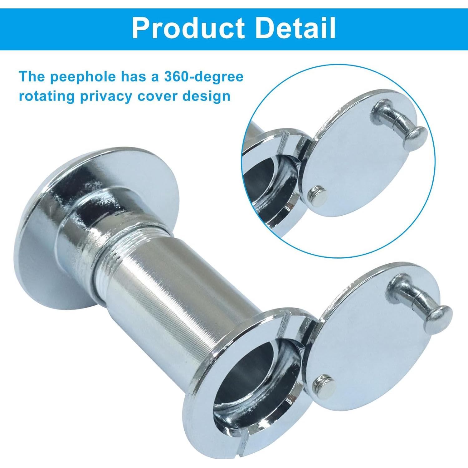 Mirilla de Puerta de Zinc 200 Grados con Broca 16 mm Plata