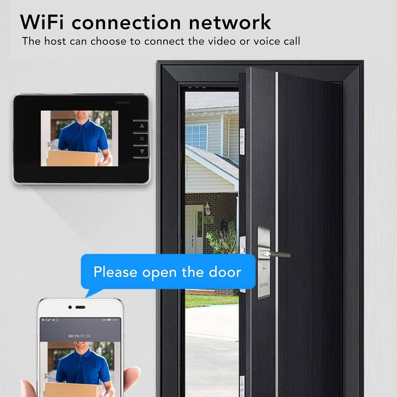 Cámara de Mirilla Digital WOHPNLE 120° HD Infrarroja