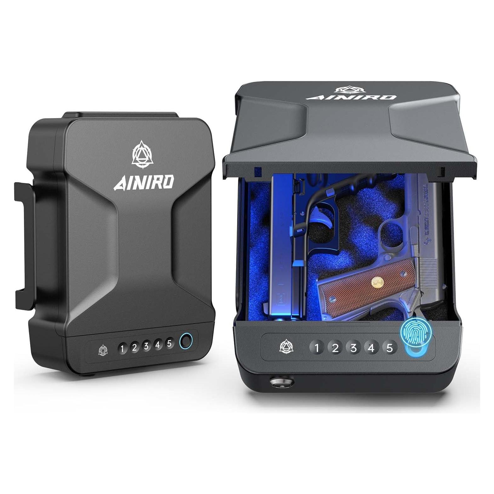 Caja Fuerte Biométrica AINIRO para Pistolas - Portátil 29x20cm