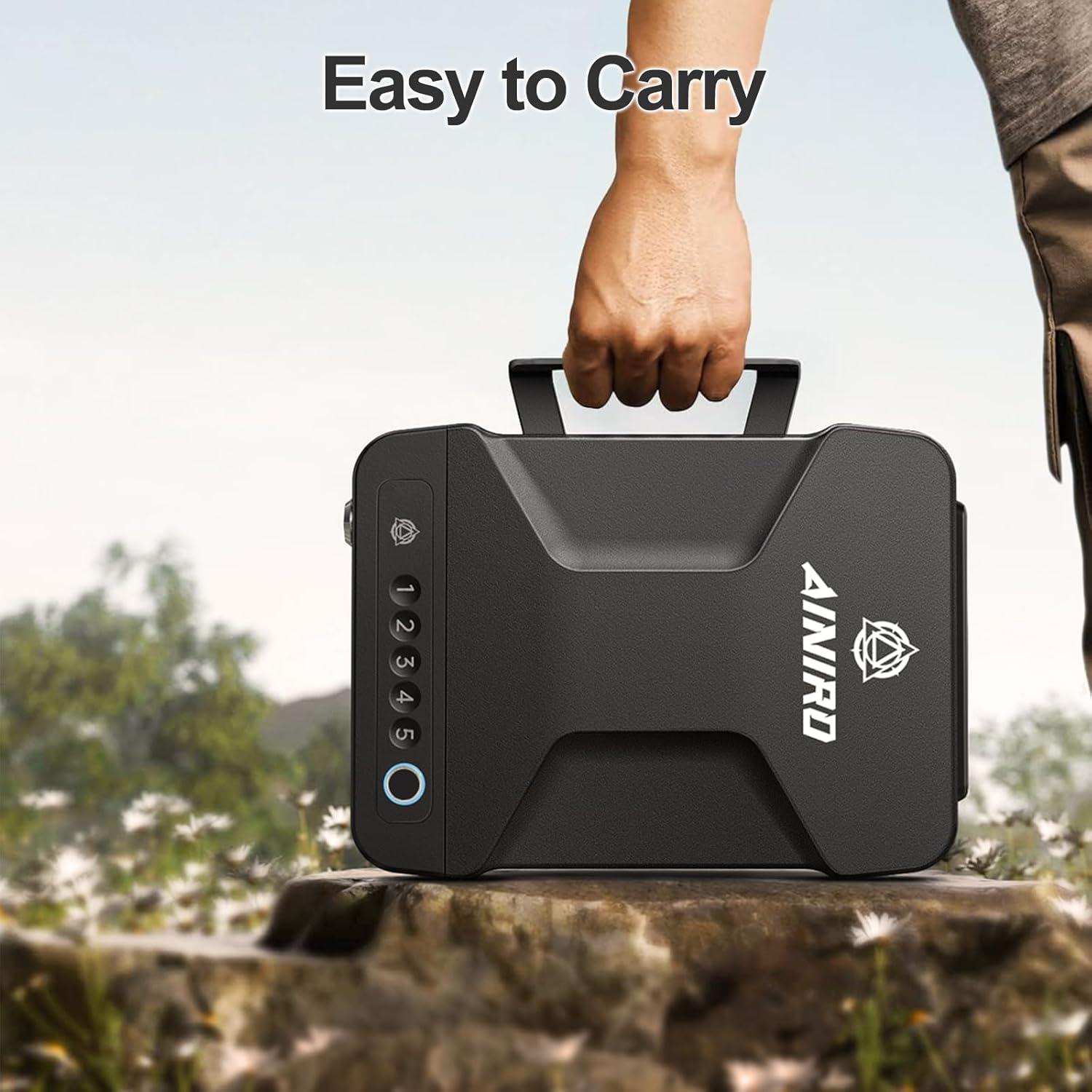 Caja Fuerte Biométrica AINIRO para Pistolas - Portátil 29x20cm