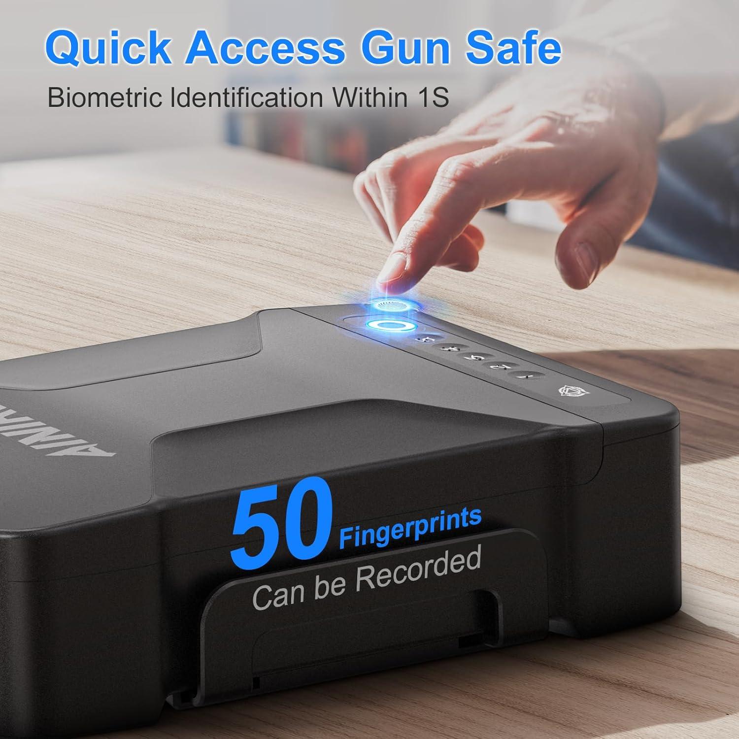 Caja Fuerte Biométrica AINIRO para Pistolas - Portátil 29x20cm