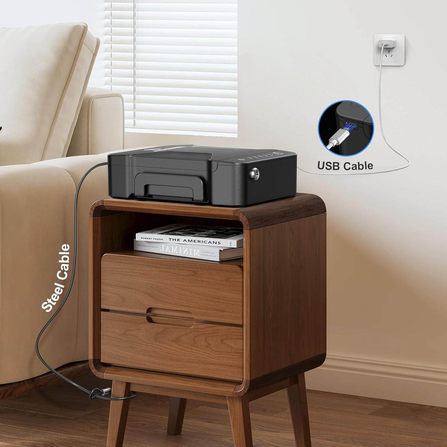 Caja Fuerte Biométrica AINIRO para Pistolas - Portátil 29x20cm