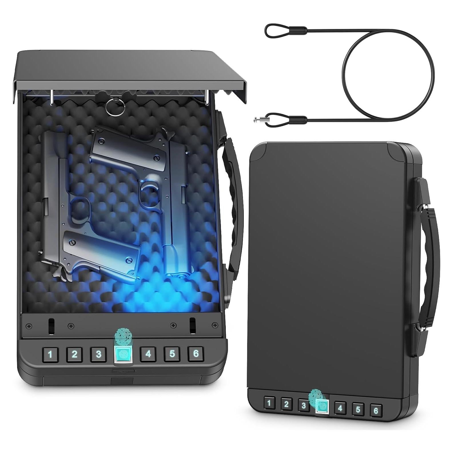 Caja Fuerte Biométrica Miisekmy para 2 Pistolas, Acceso Rápido