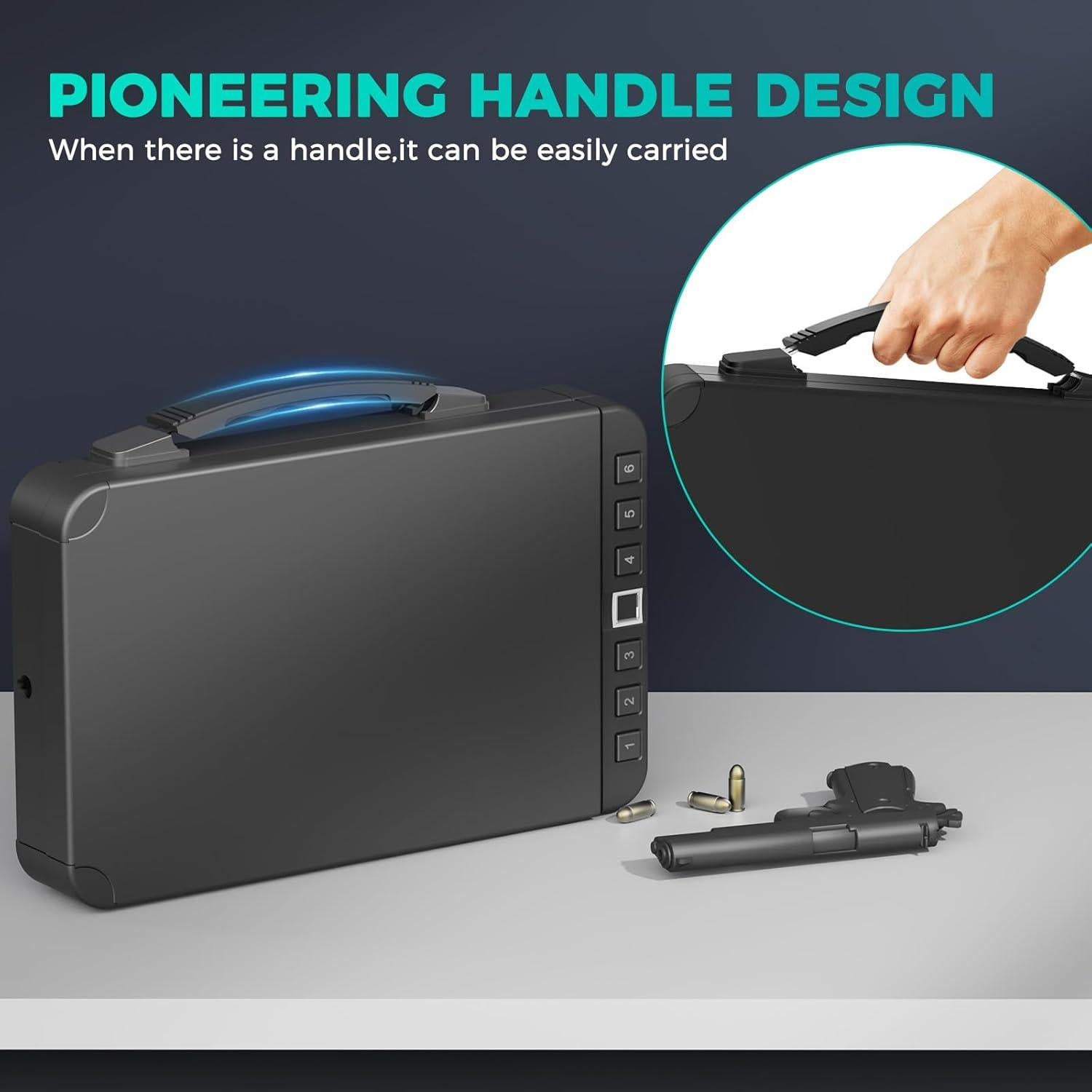 Caja Fuerte Biométrica Miisekmy para 2 Pistolas, Acceso Rápido