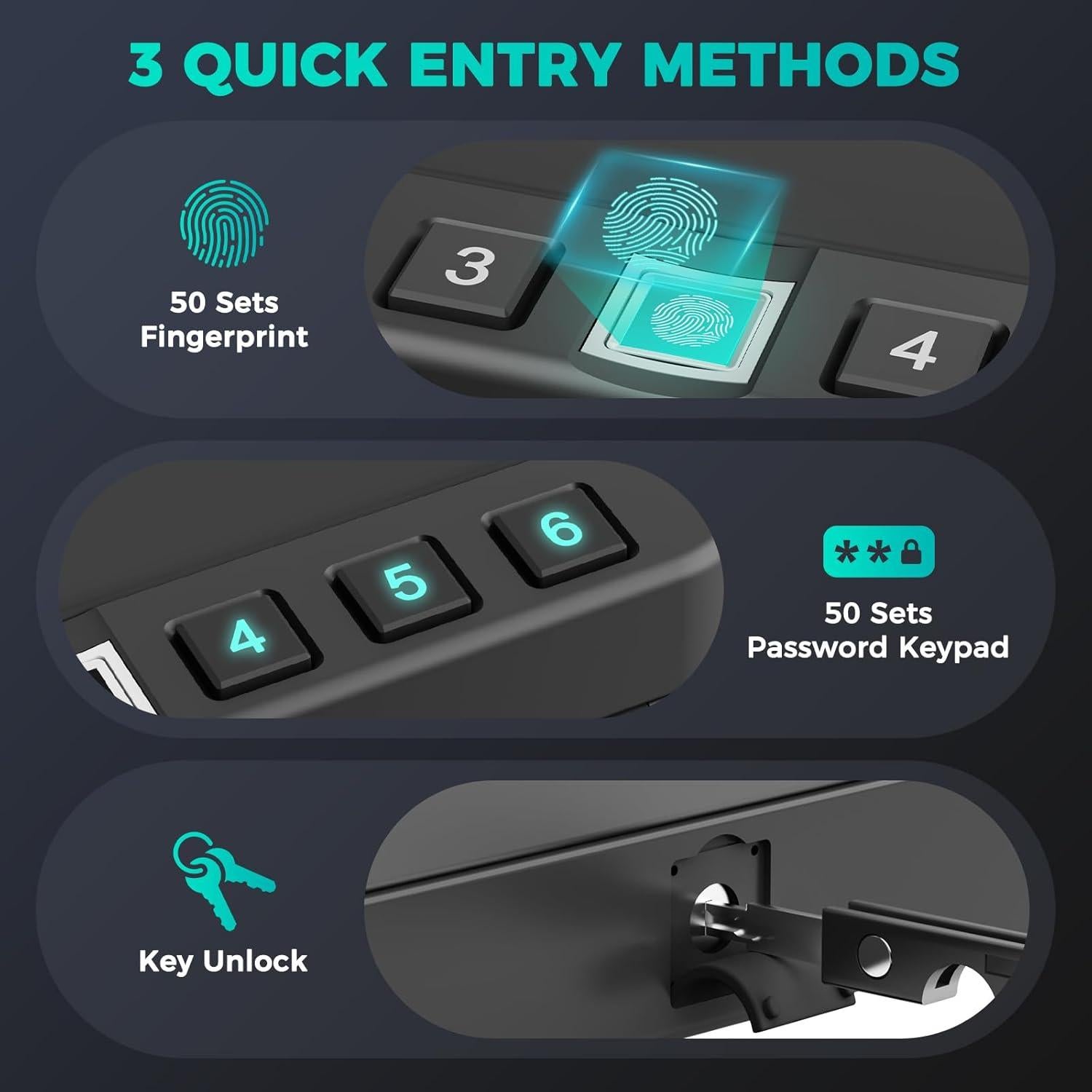 Caja Fuerte Biométrica Miisekmy para 2 Pistolas, Acceso Rápido