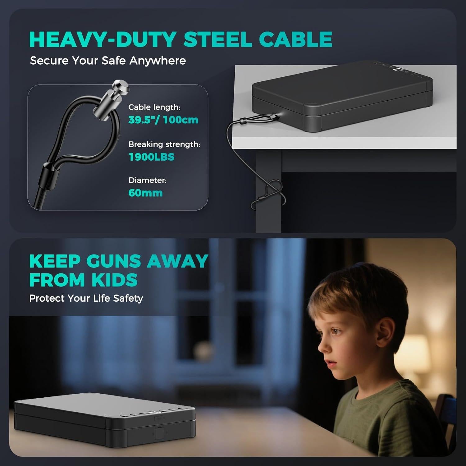 Caja Fuerte Biométrica Miisekmy para 2 Pistolas, Acceso Rápido