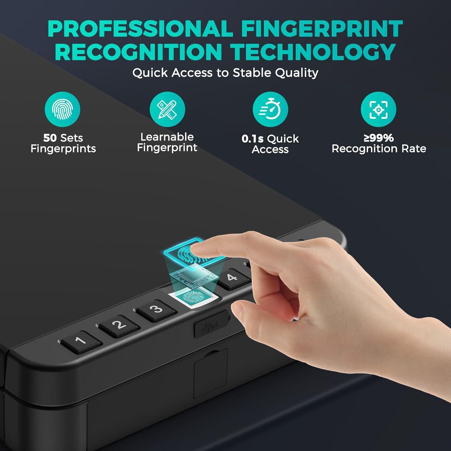 Caja Fuerte Biométrica Miisekmy para 2 Pistolas, Acceso Rápido