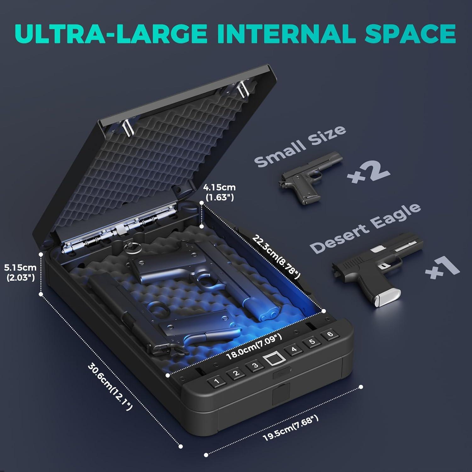 Caja Fuerte Biométrica Miisekmy para 2 Pistolas, Acceso Rápido