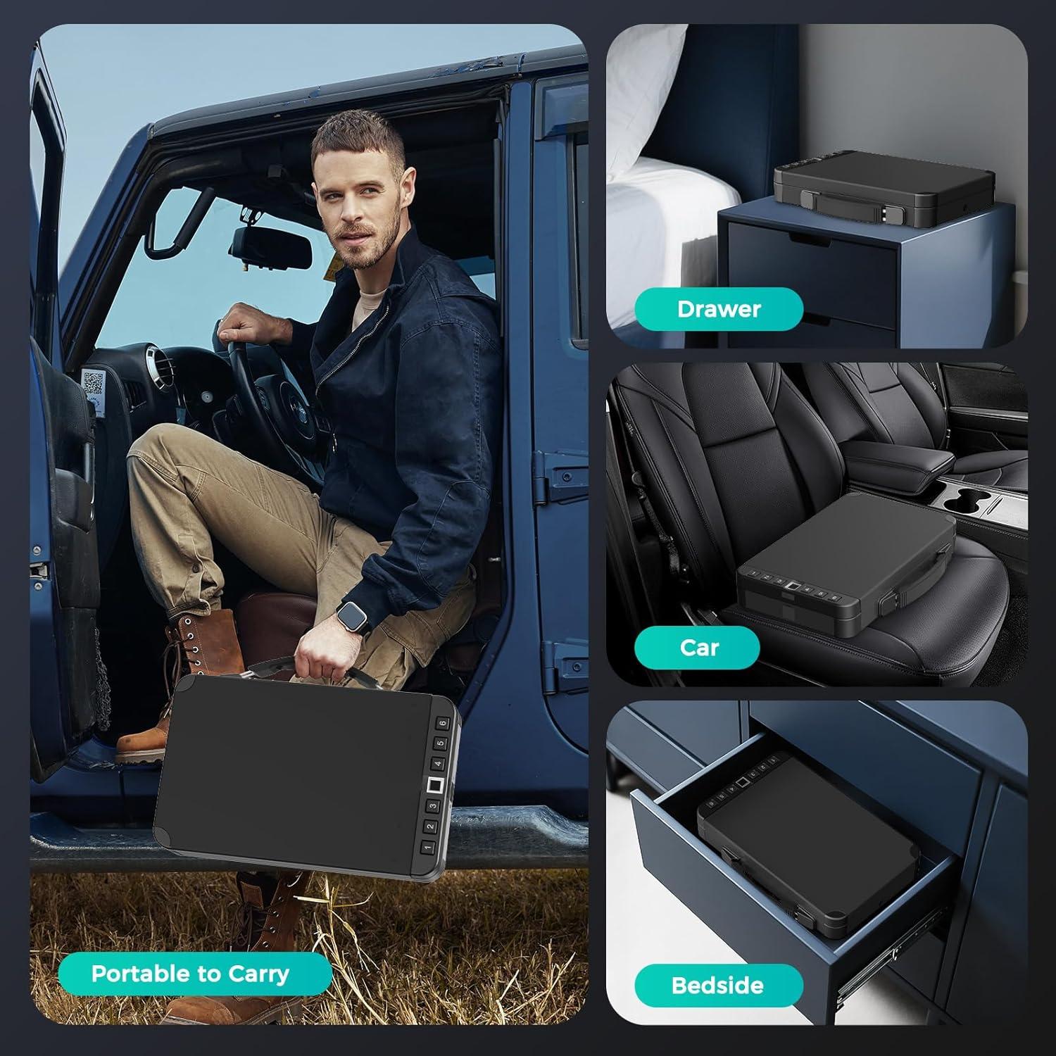 Caja Fuerte Biométrica Miisekmy para 2 Pistolas, Acceso Rápido