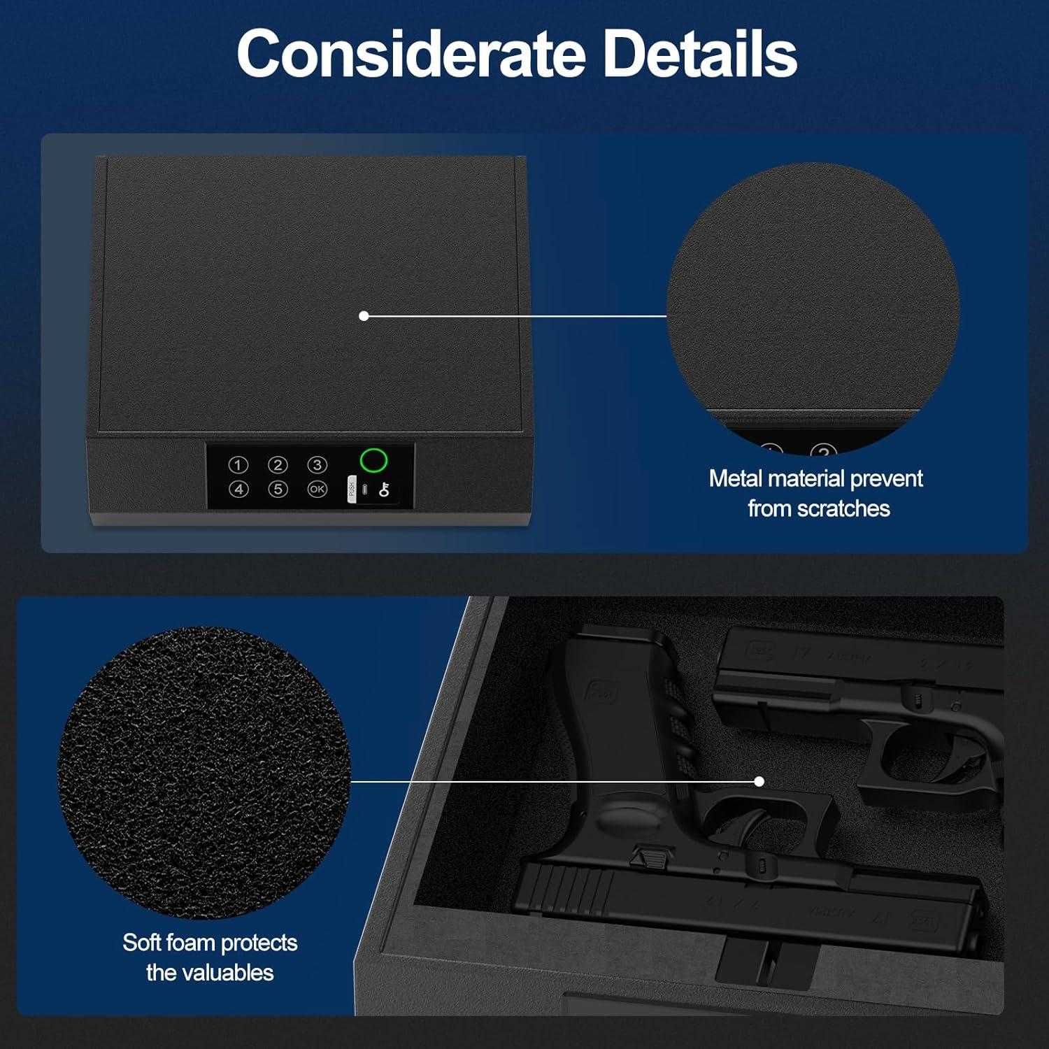 Caja Fuerte Biométrica NIANPU Gunbox para Pistolas 8x32x26cm