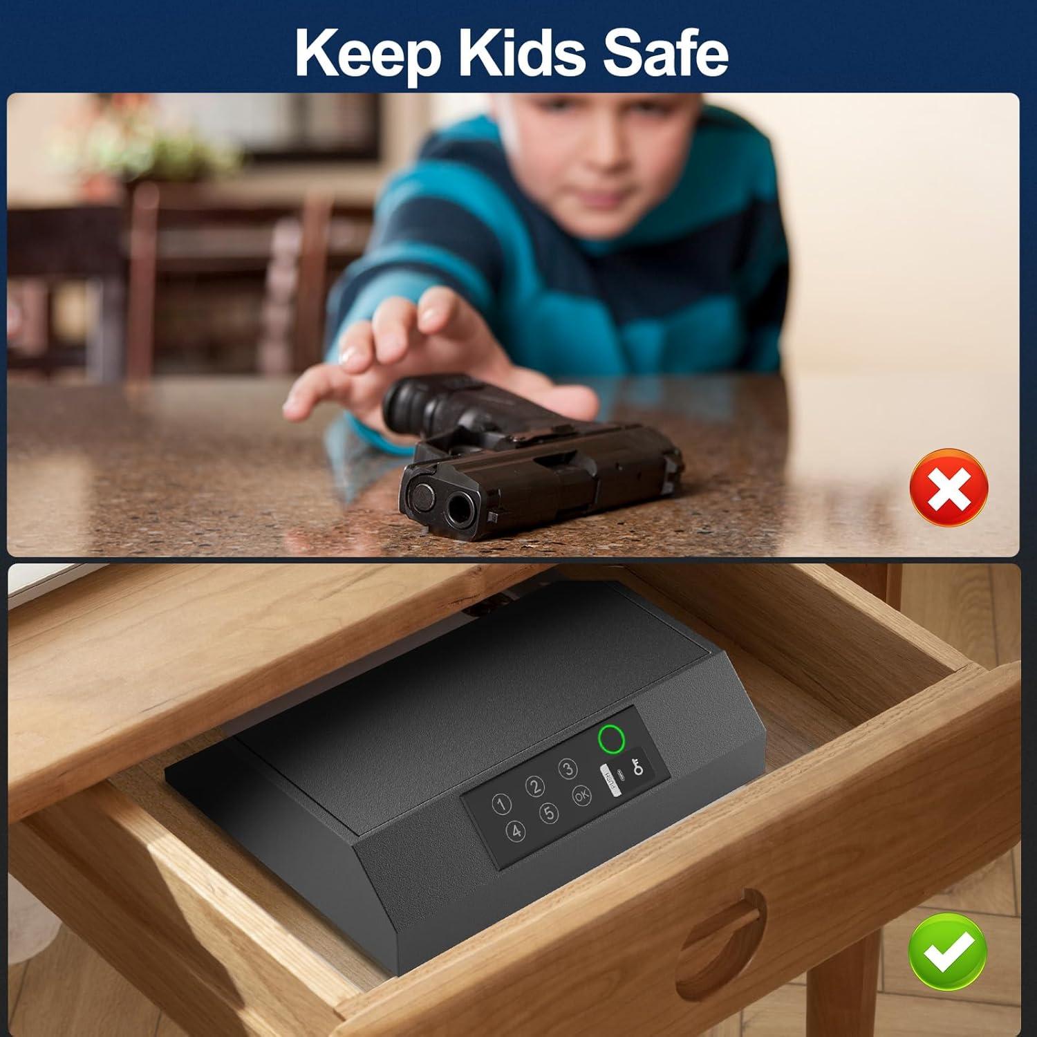 Caja Fuerte Biométrica NIANPU Gunbox para Pistolas 8x32x26cm