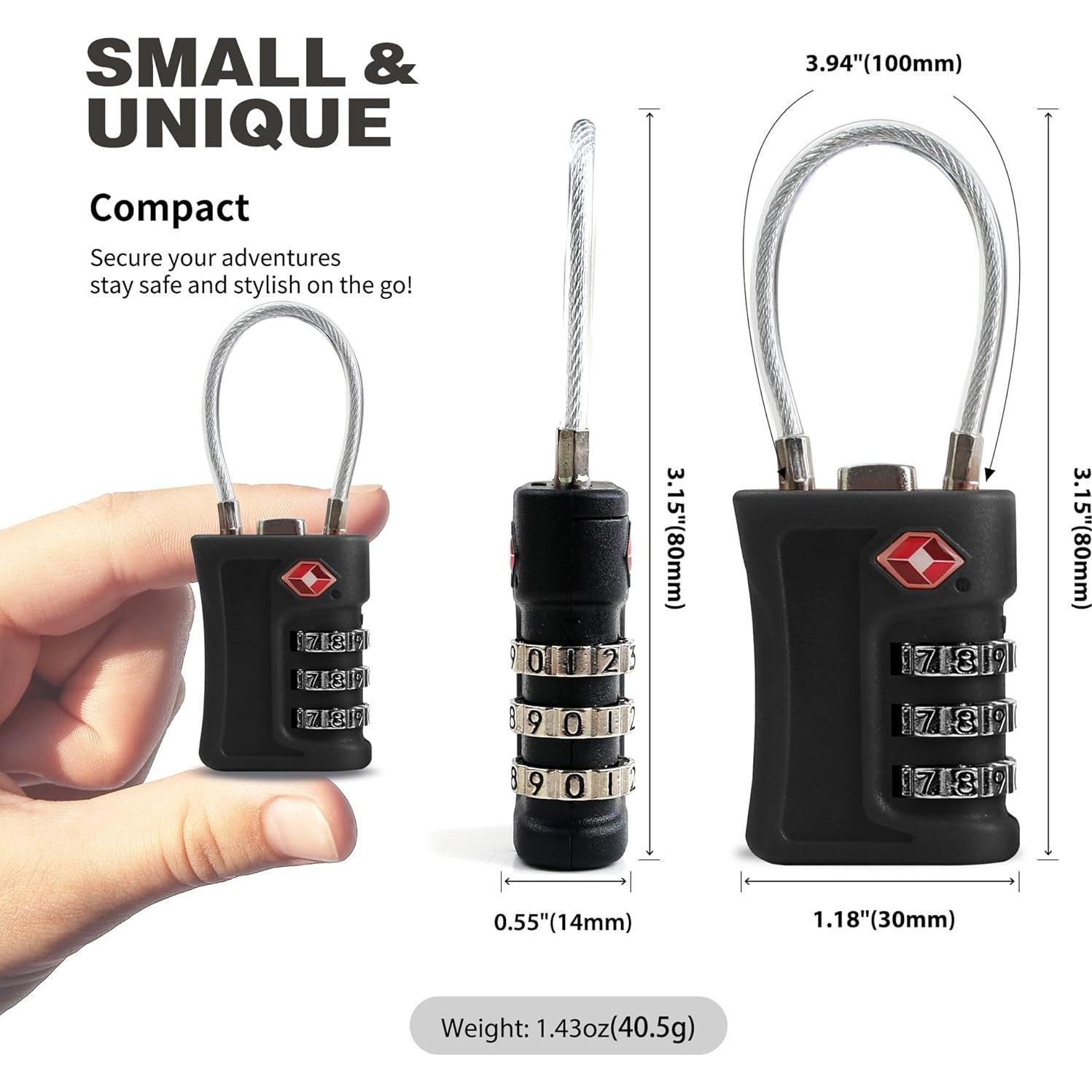 Candado de Combinación TSA UP Security Negro 2 Piezas