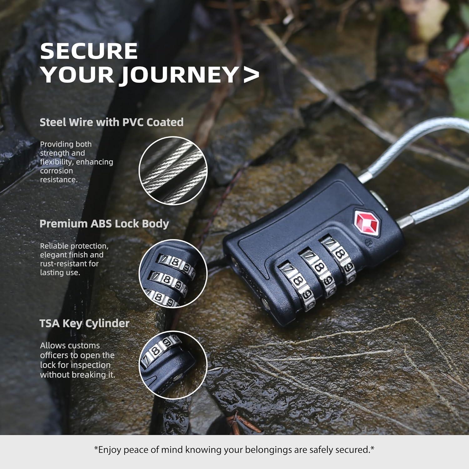 Candado de Combinación TSA UP Security Negro 2 Piezas