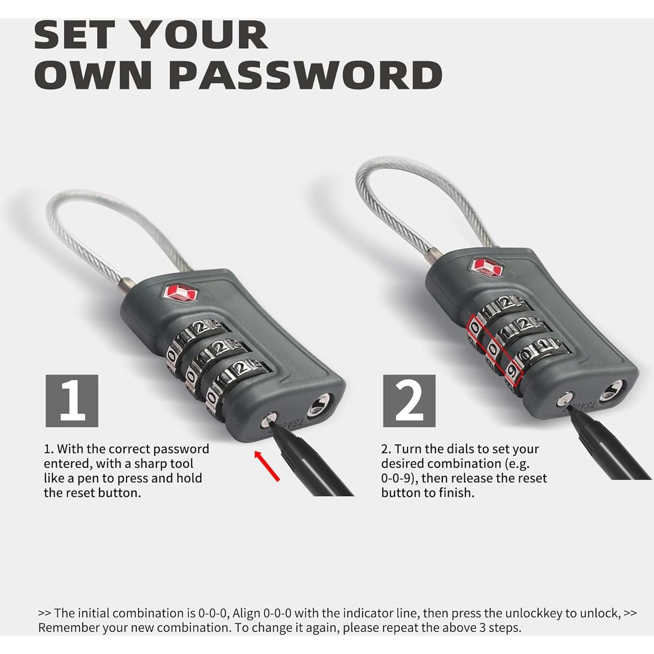 Candado de Combinación TSA UP Security Negro 2 Piezas