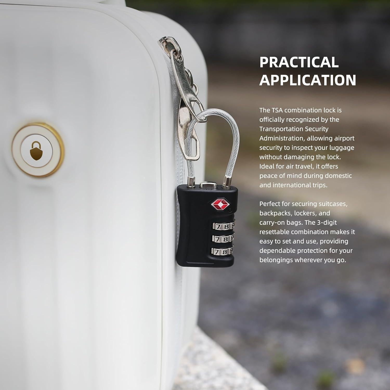 Candado de Combinación TSA UP Security Negro 2 Piezas