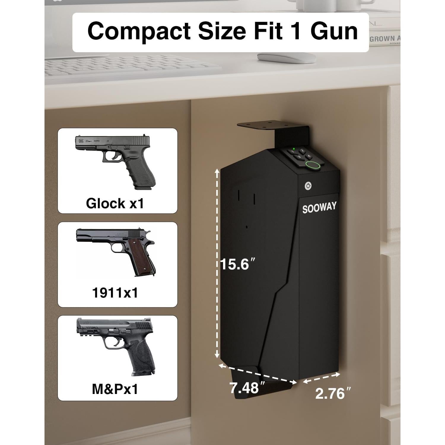Caja Fuerte Biométrica SOOWAY para Pistolas - Acceso Rápido