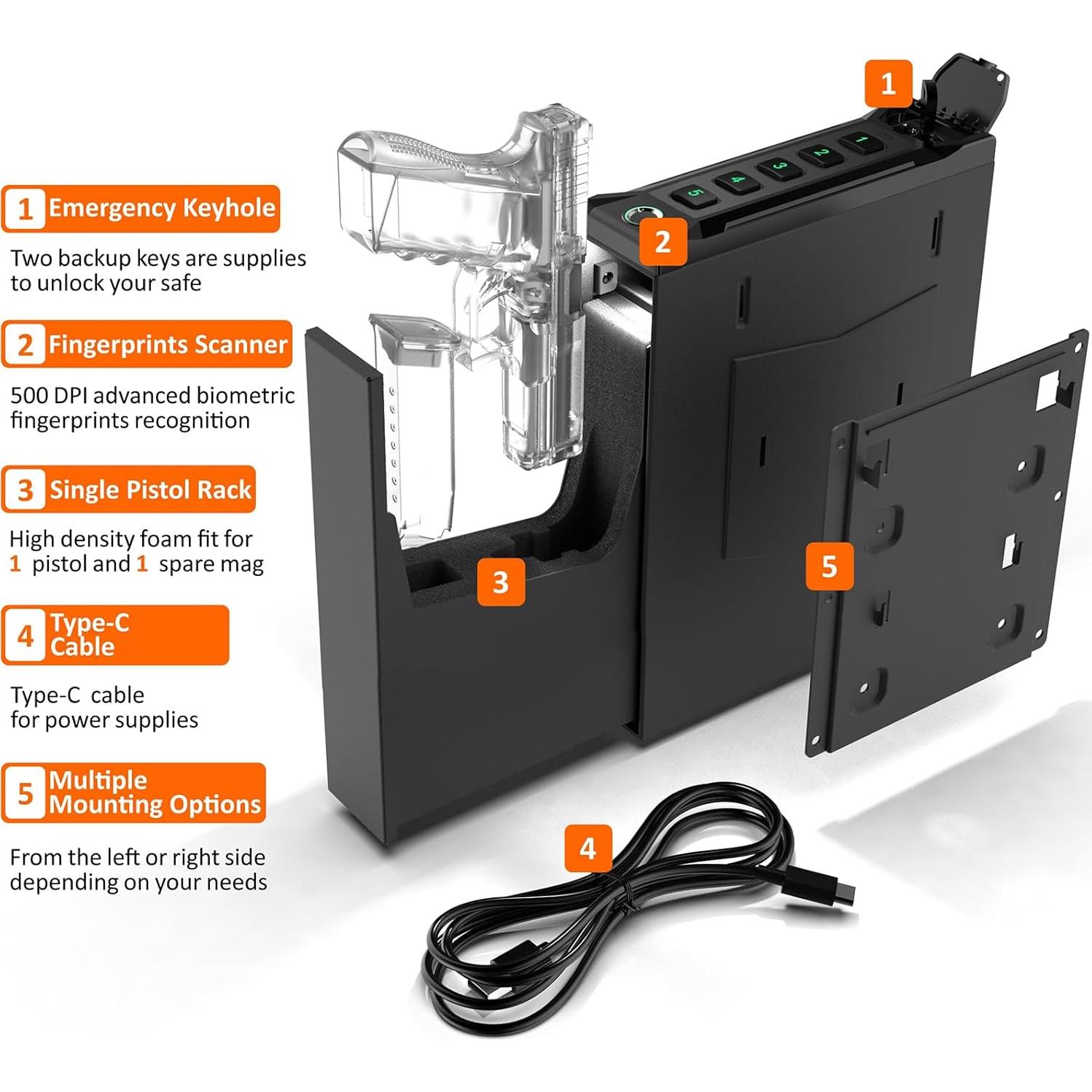 Caja Fuerte Montada Z ZLJUAN para Pistolas con Acceso Rápido
