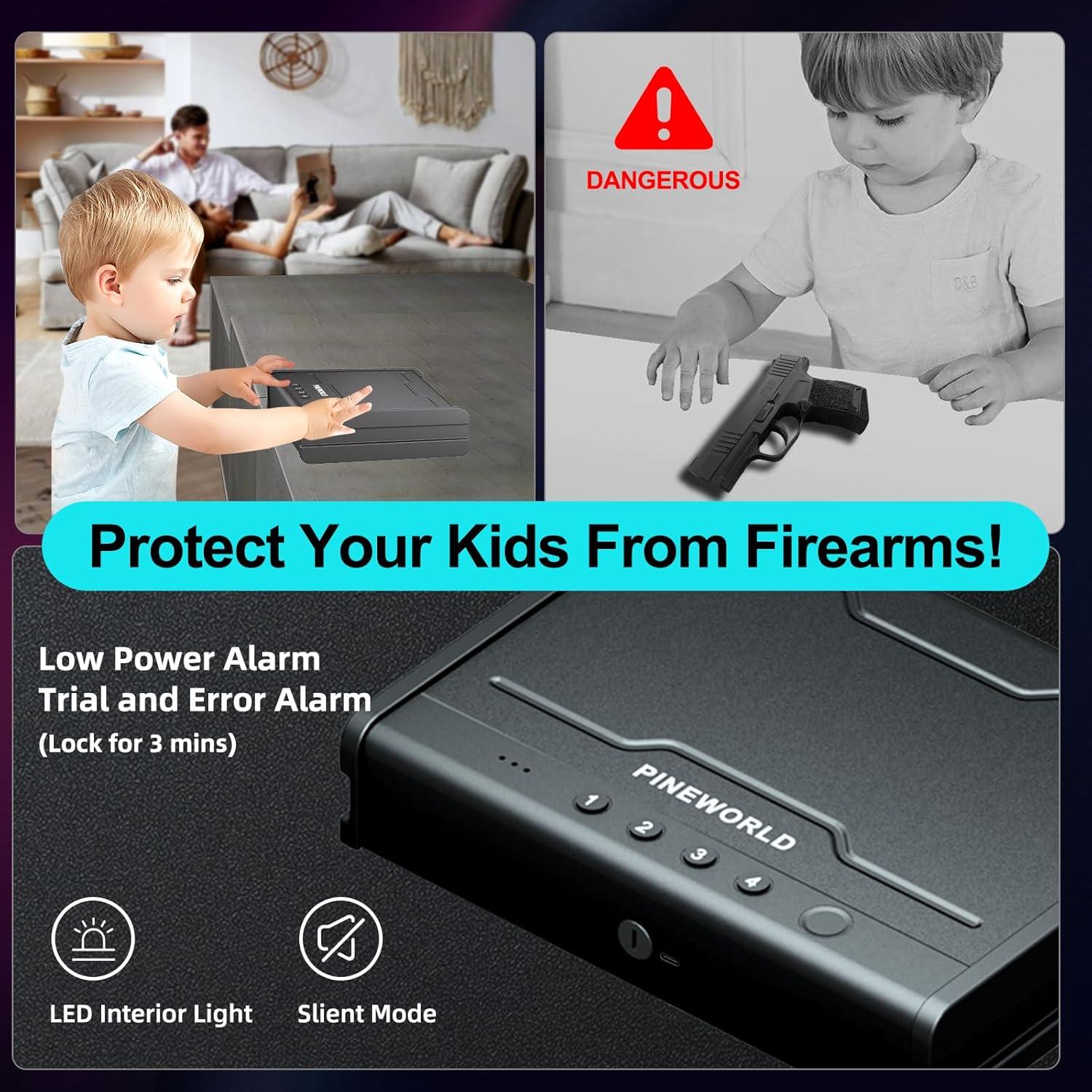 Caja Fuerte Biométrica PINEWORLD para Pistolas con APP 34x27cm