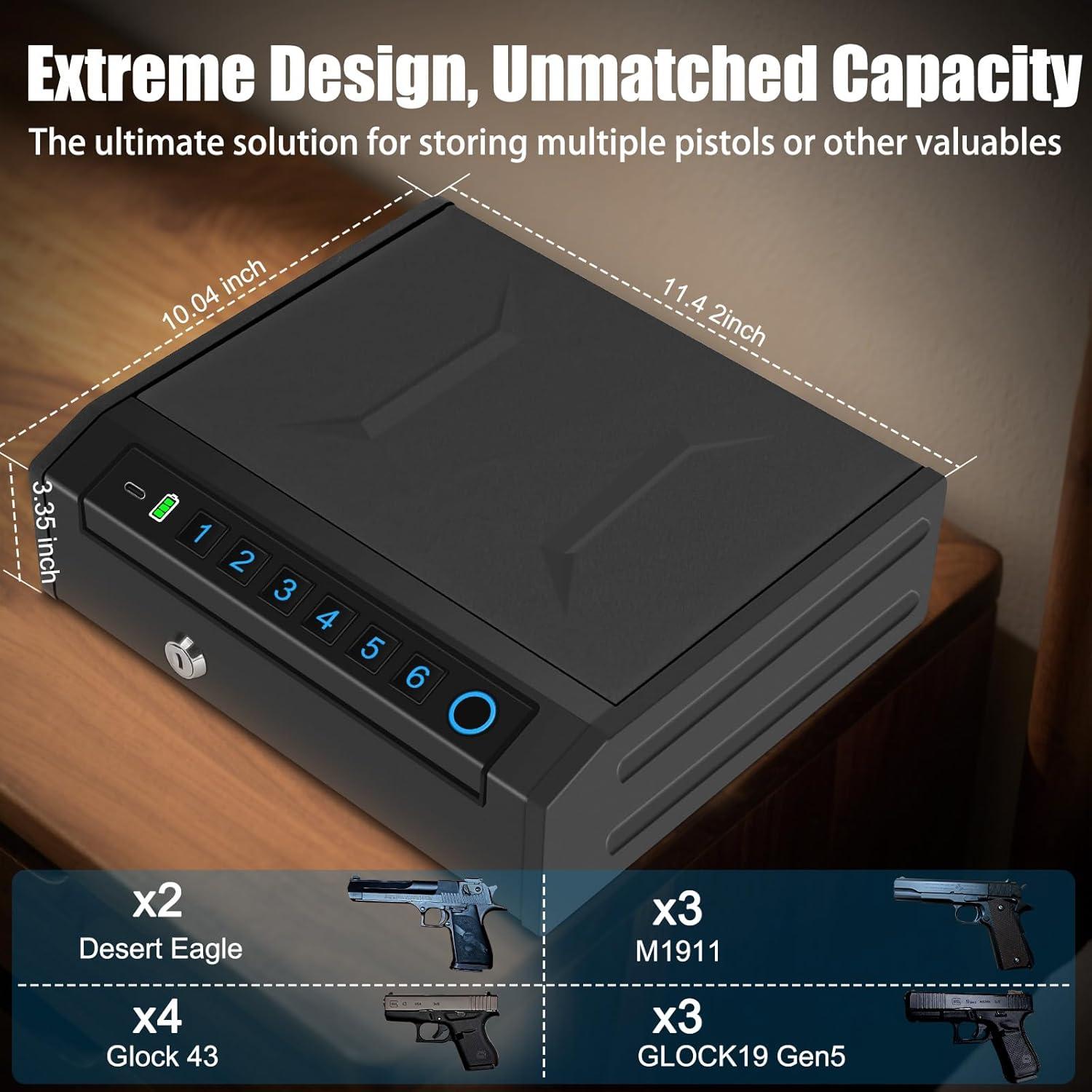 Caja Fuerte Biométrica BBRKIN para 2 Pistolas - Acceso Rápido