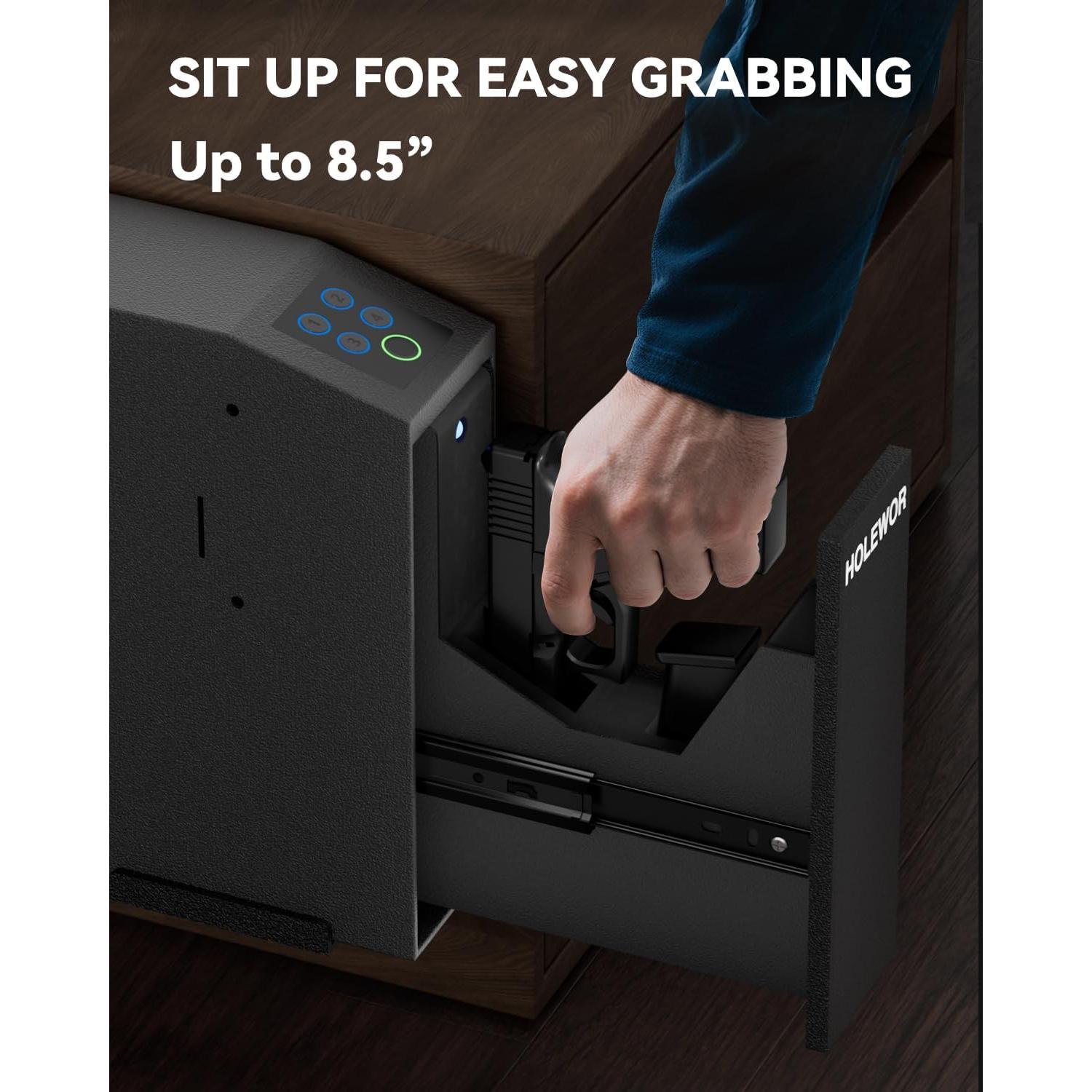 Caja Fuerte Biométrica HOLEWOR para Pistolas con Luz LED